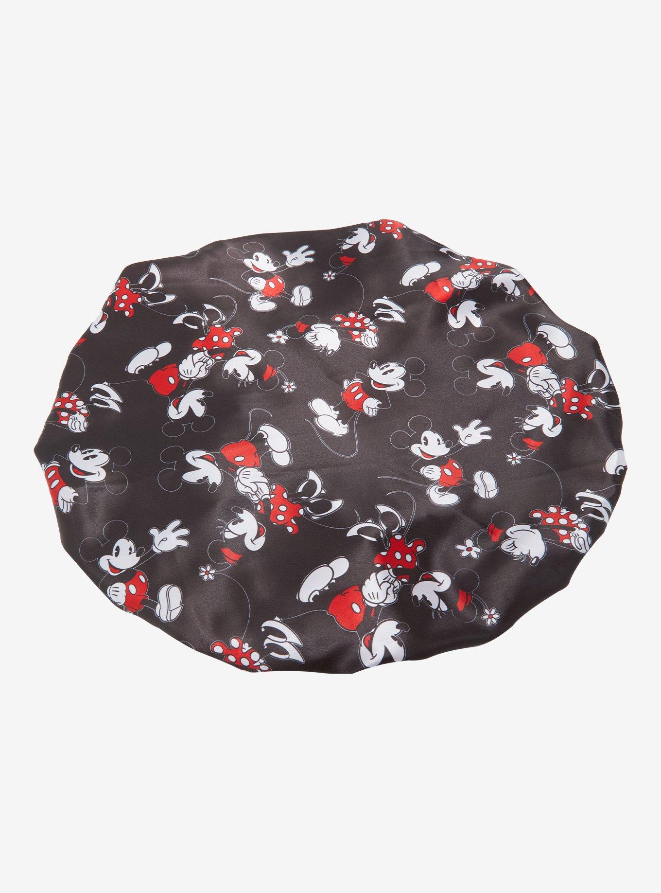 Disney Mickey & Minnie Allover Print Black Satin Bonnet, , hi-res