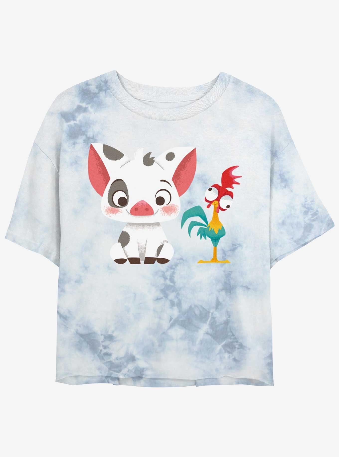 Disney Moana Beach Buds Pua And Hei Girls Tie-Dye Crop T-Shirt