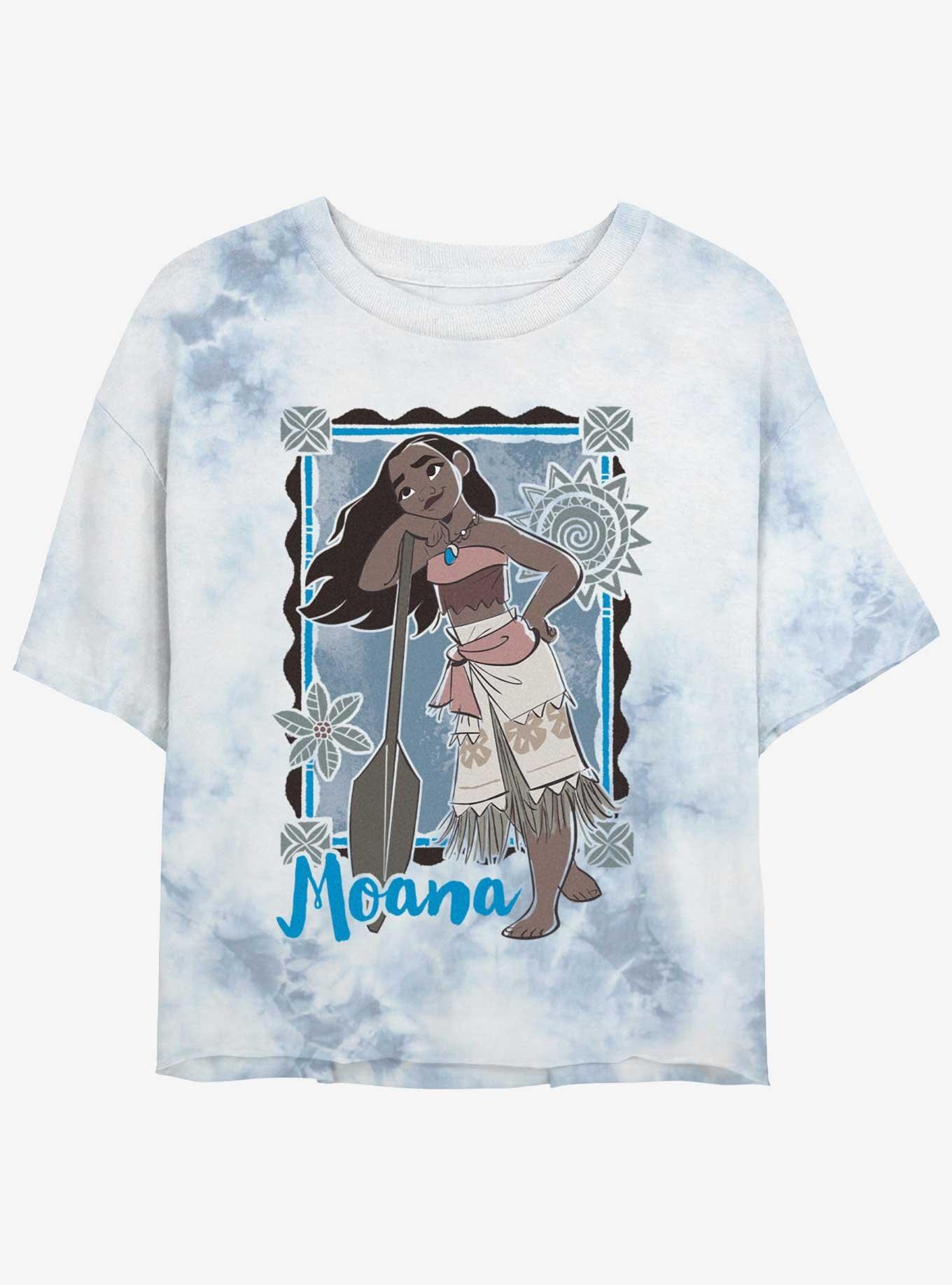 Disney Moana Cute Lean Pose Girls Tie-Dye Crop T-Shirt