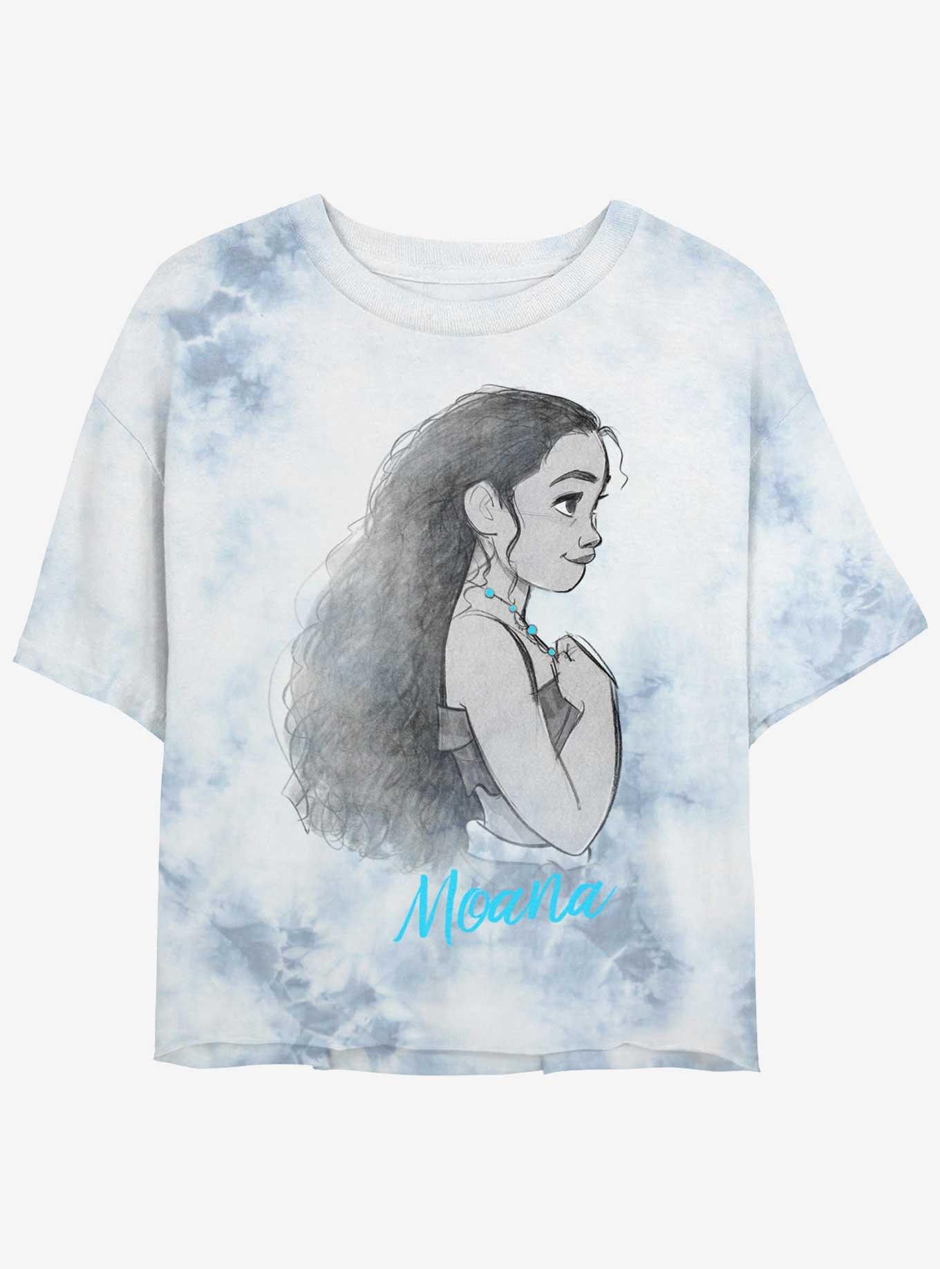 Disney Moana Profile Girls Tie-Dye Crop T-Shirt