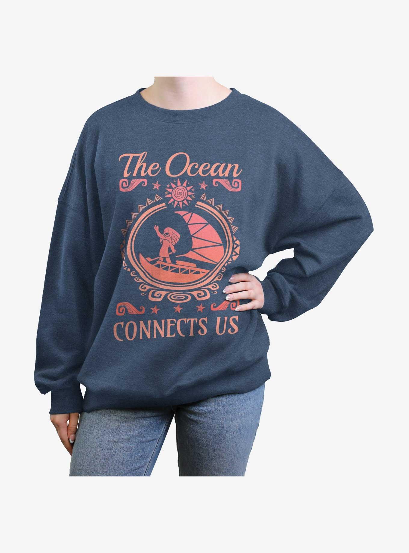 Disney Moana Connect Us Girls Oversized Sweatshirt, BLUEHTR, hi-res