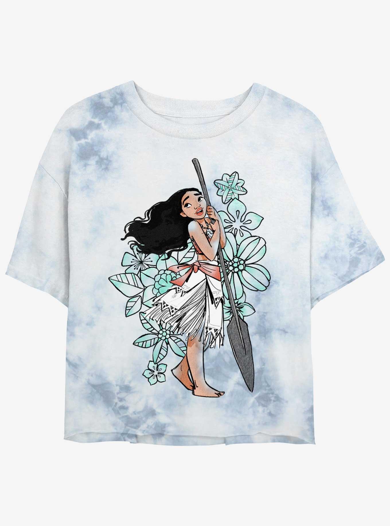 Disney Moana Colorful Sketch Girls Tie-Dye Crop T-Shirt