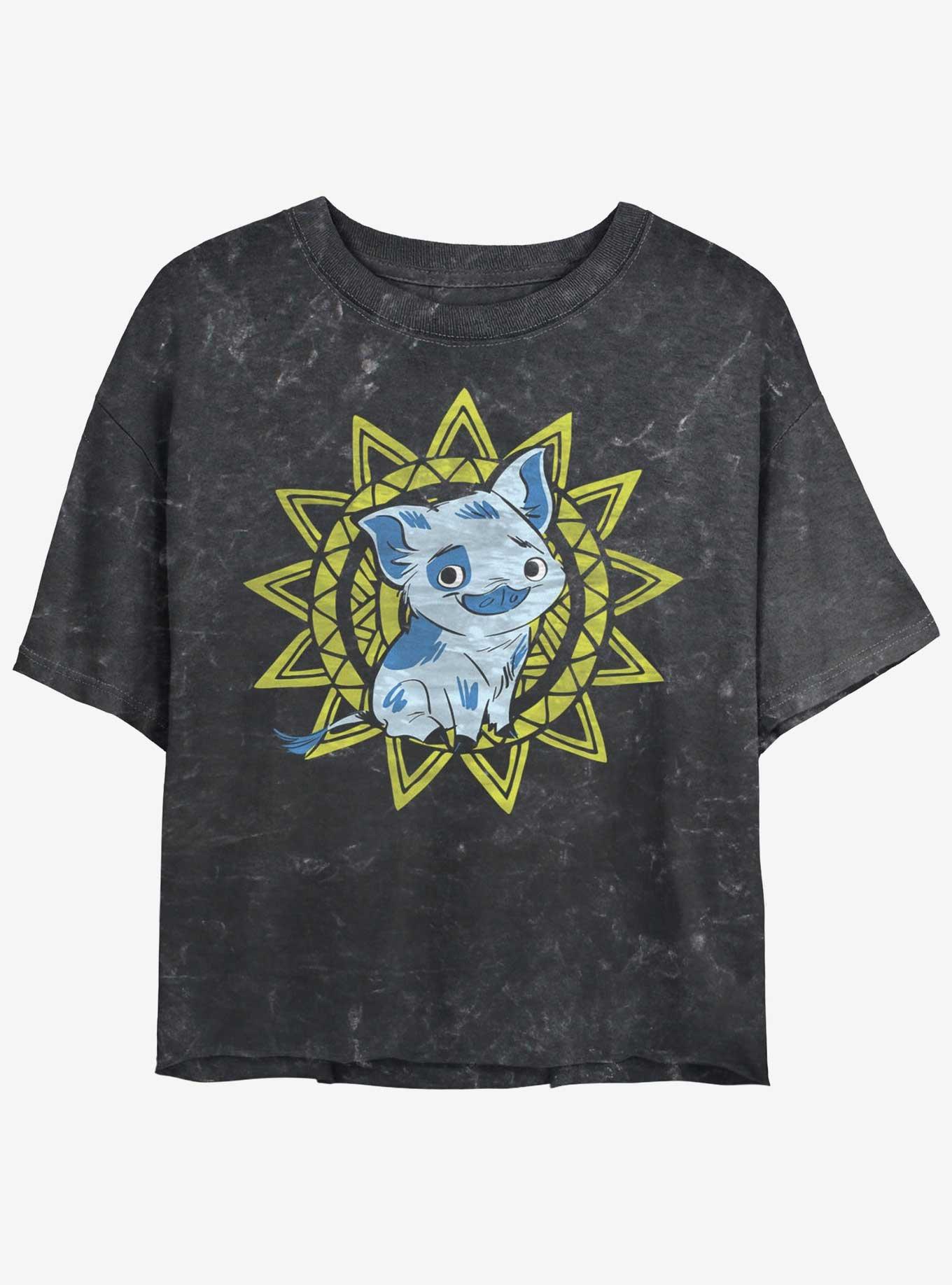 Disney Moana Sunny Pua Girls Mineral Wash Crop T-Shirt