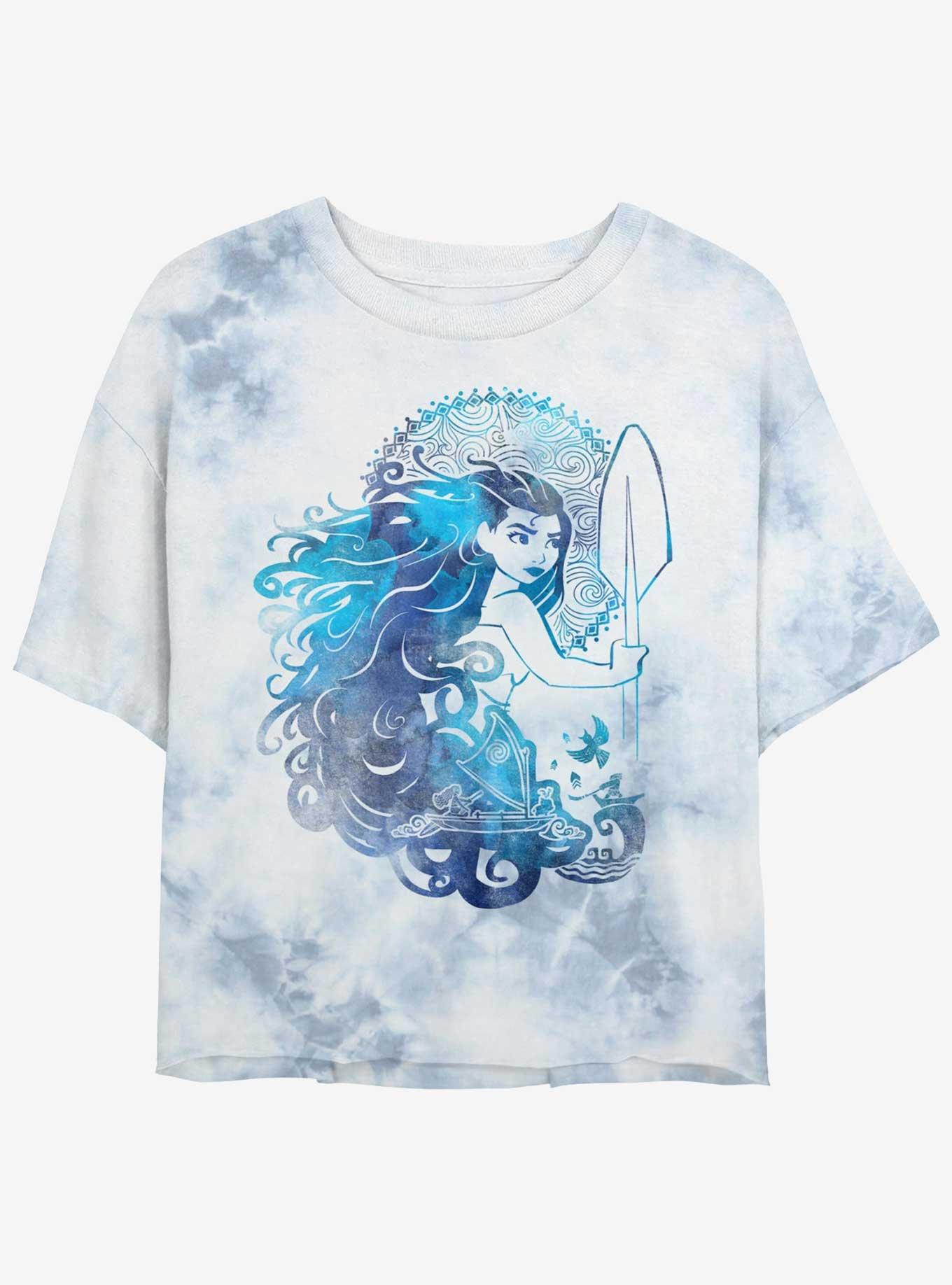 Disney Moana Hair Waves  Girls Tie-Dye Crop T-Shirt