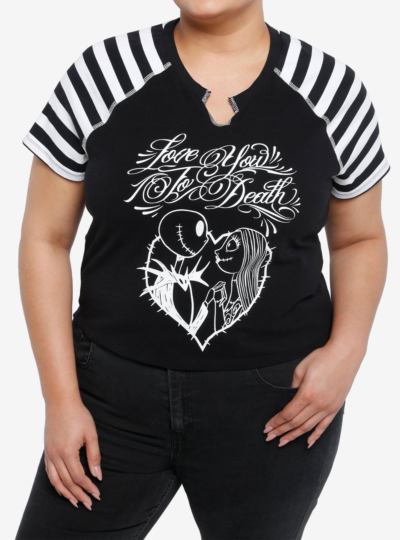 The Nightmare Before Christmas Jack & Sally Stripe Raglan Girls Baby T-Shirt Plus Size, , hi-res