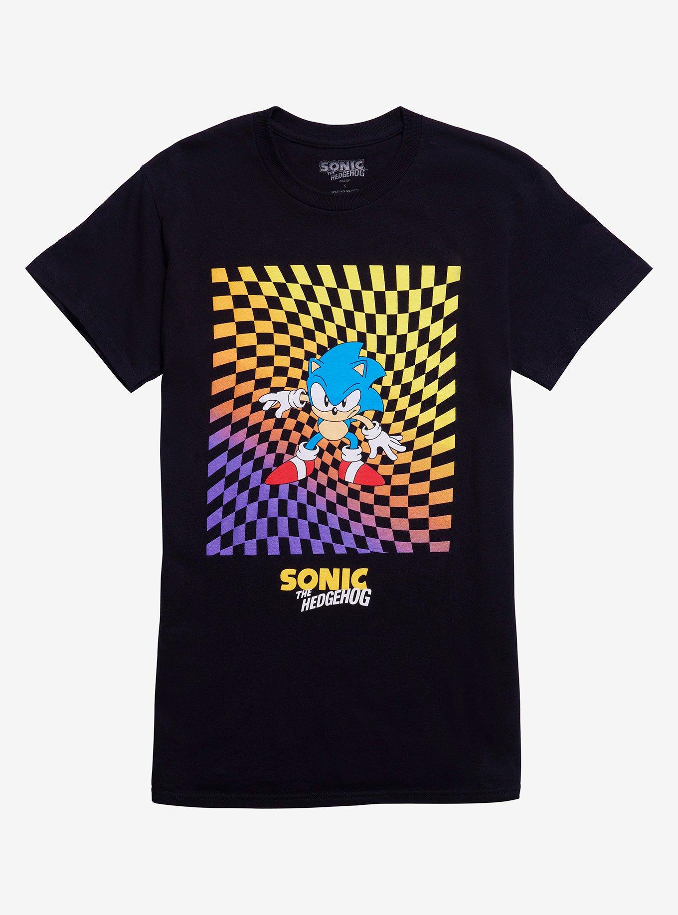 Sonic The Hedgehog Ombre Checkered Boyfriend Fit Girls T-Shirt, , hi-res