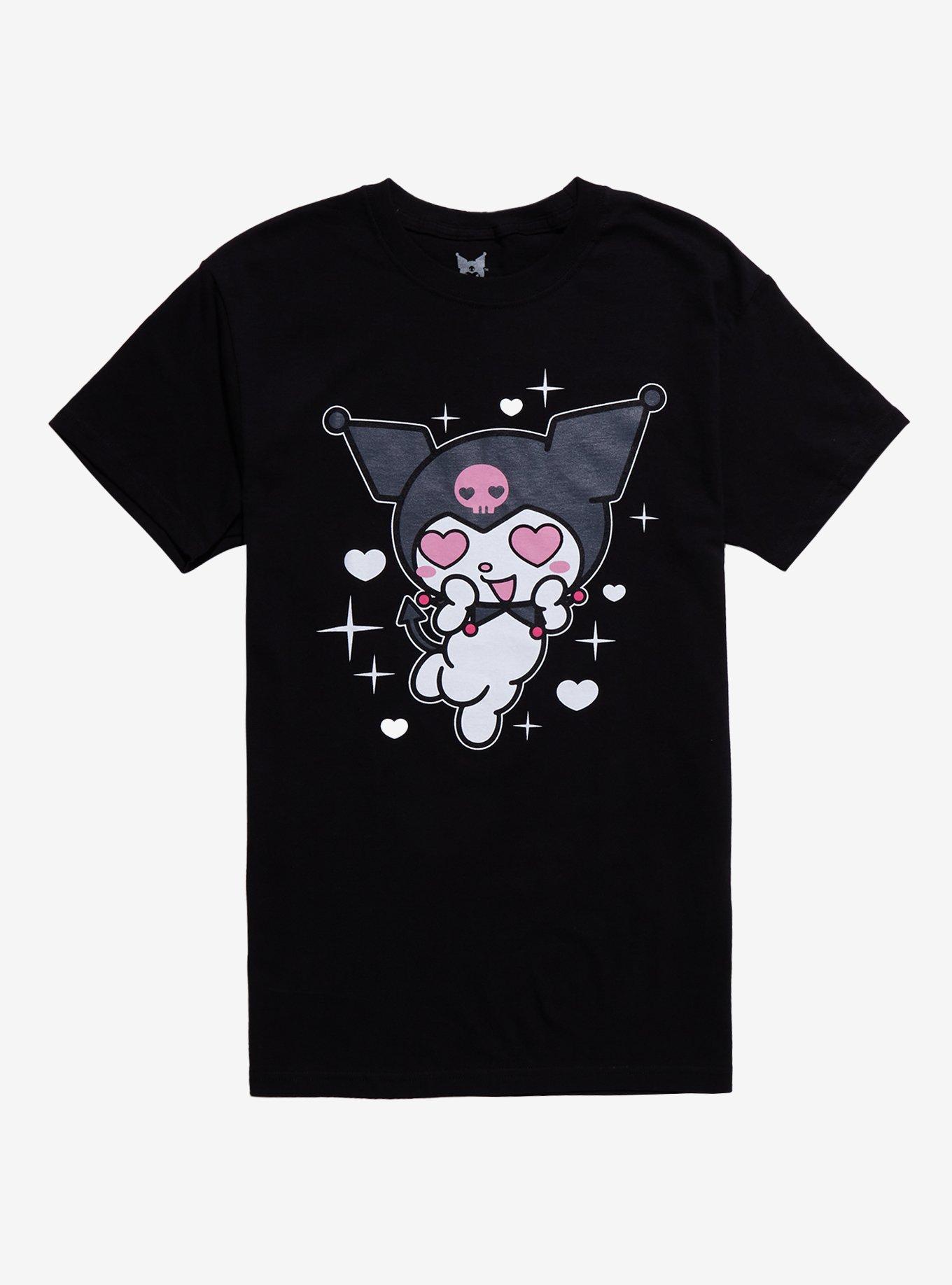 Kuromi Heart Eyes Boyfriend Fit Girls T-Shirt, , hi-res