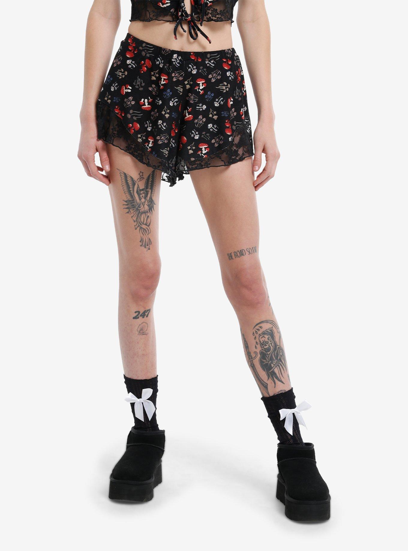 THORNANDFABLE Thorn & Fable Mushroom Lace Girls Lounge Shorts