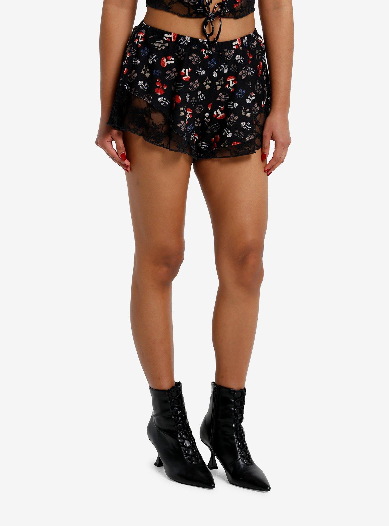 Thorn & Fable Mushroom Lace Girls Lounge Shorts, , hi-res