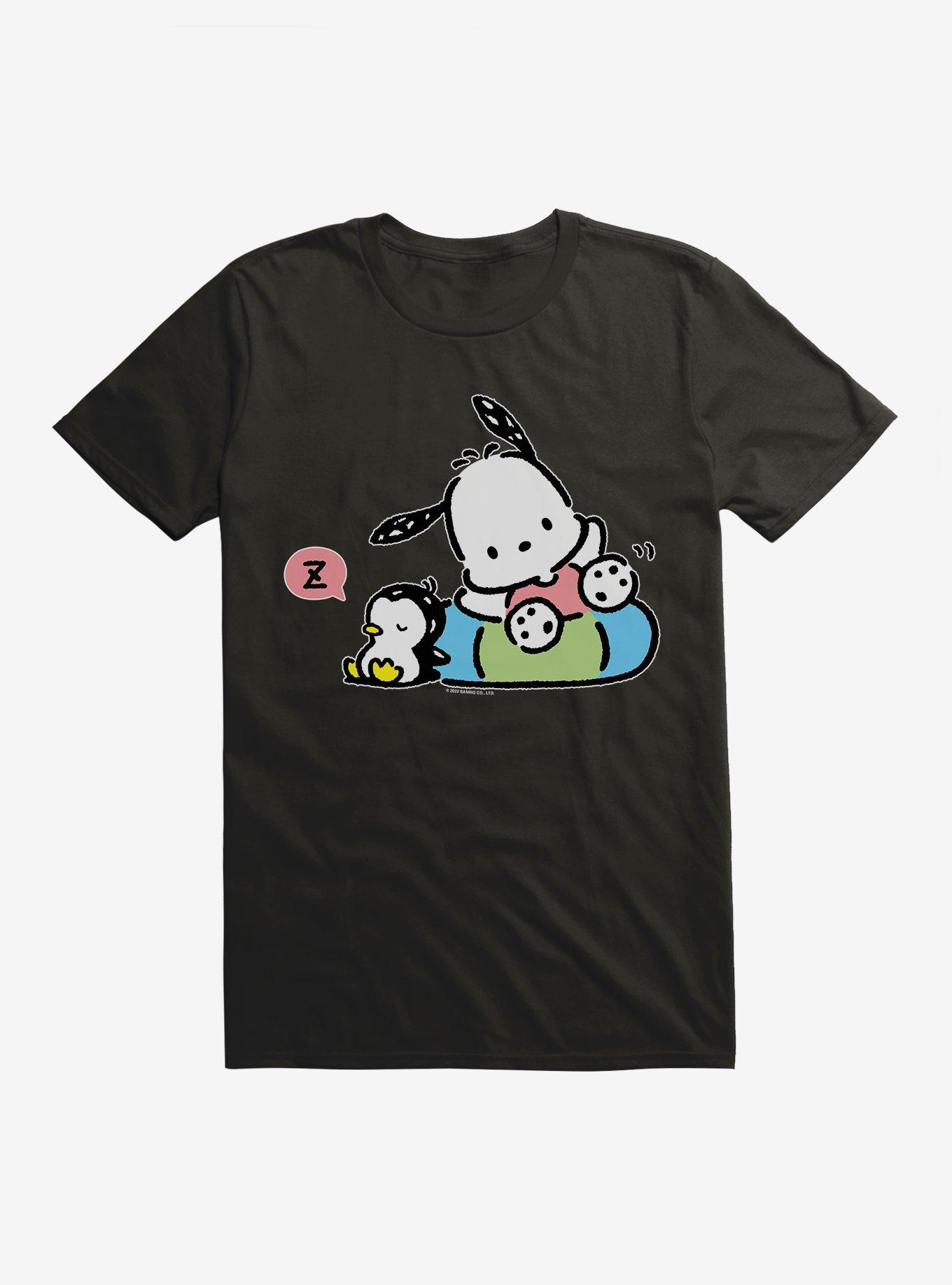 Pochacco Swimming & Good Vibes T-Shirt, BLACK, hi-res