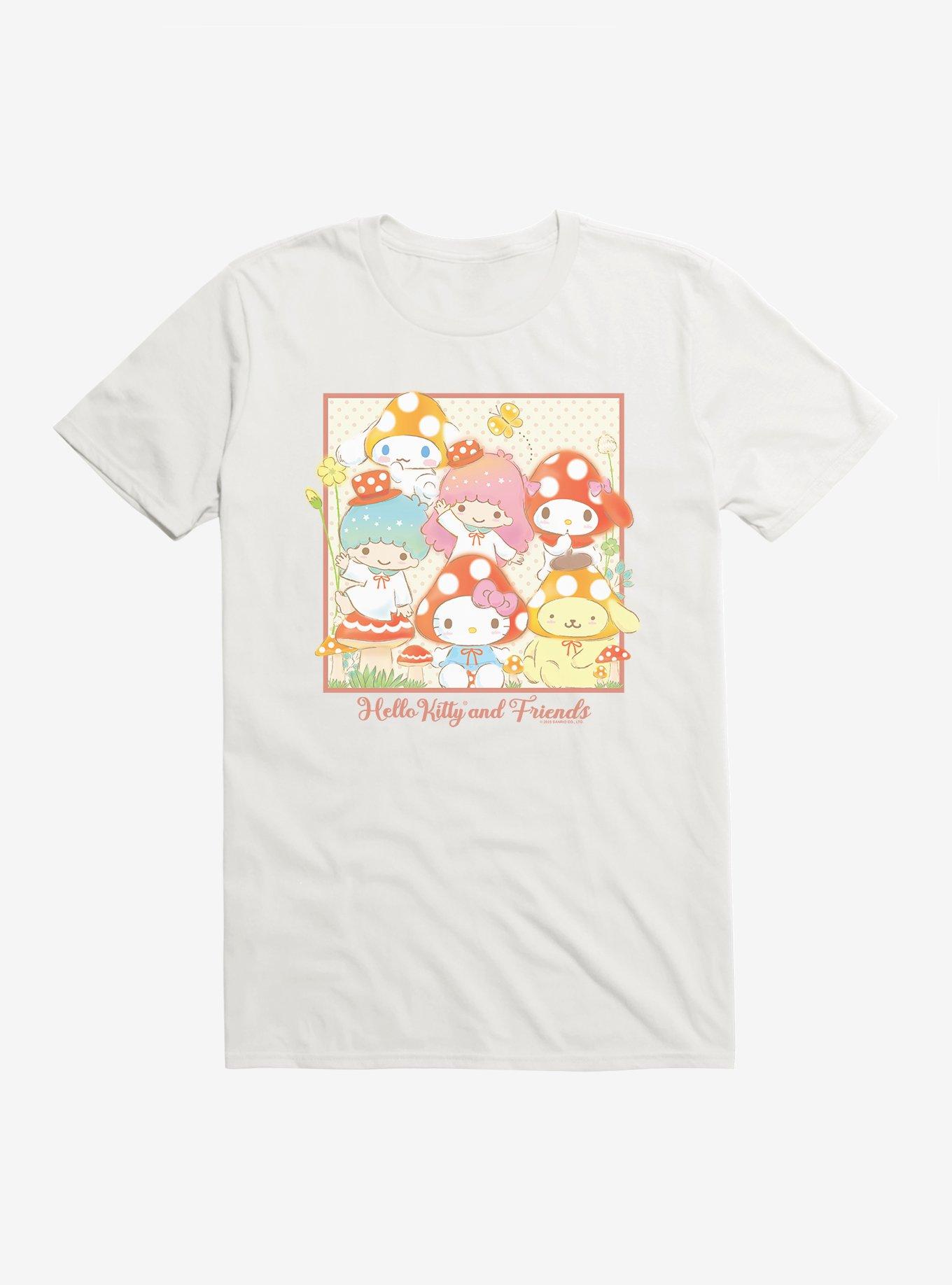 Hello Kitty And Friends Mushroom Hats Portrait T-Shirt, WHITE, hi-res