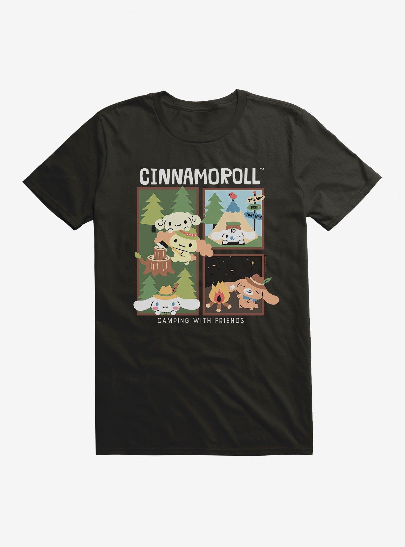 Cinnamoroll Camping With Friends T-Shirt, BLACK, hi-res