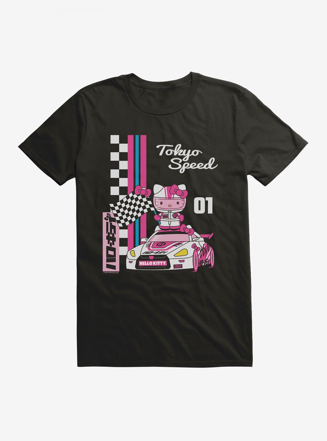 Hello Kitty And Friends Checkered Flag Tokyo Speed T-Shirt, BLACK, hi-res