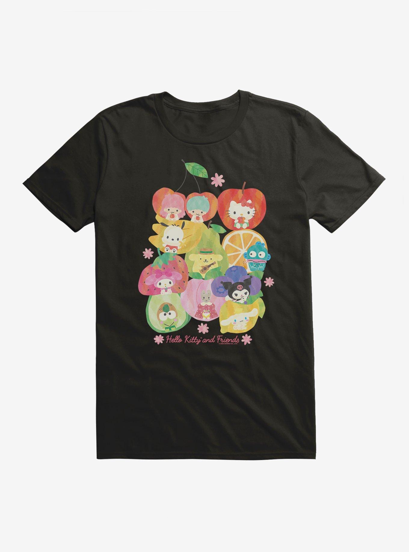 Hello Kitty And Friends Fruit Background Portrait T-Shirt, , hi-res