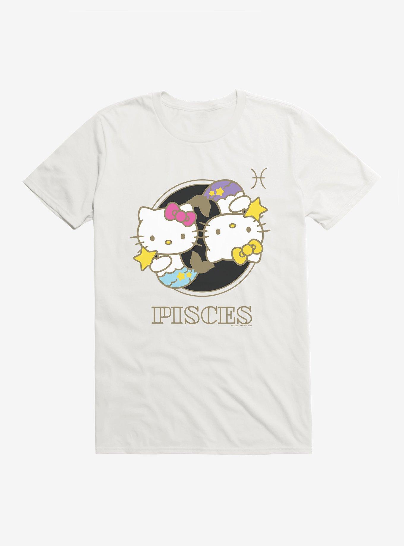 Hello Kitty Star Sign Pisces Stencil T-Shirt, WHITE, hi-res