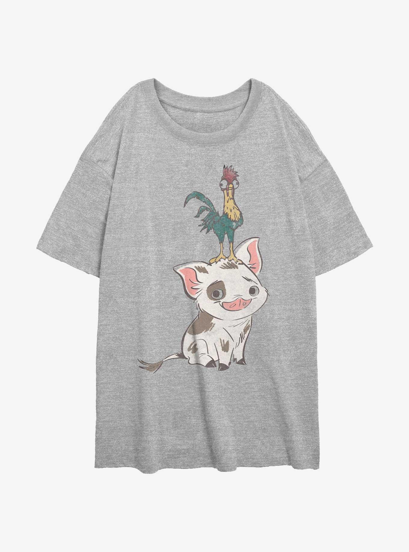 Disney Moana Pua And Hei Pose Girls Oversized T-Shirt