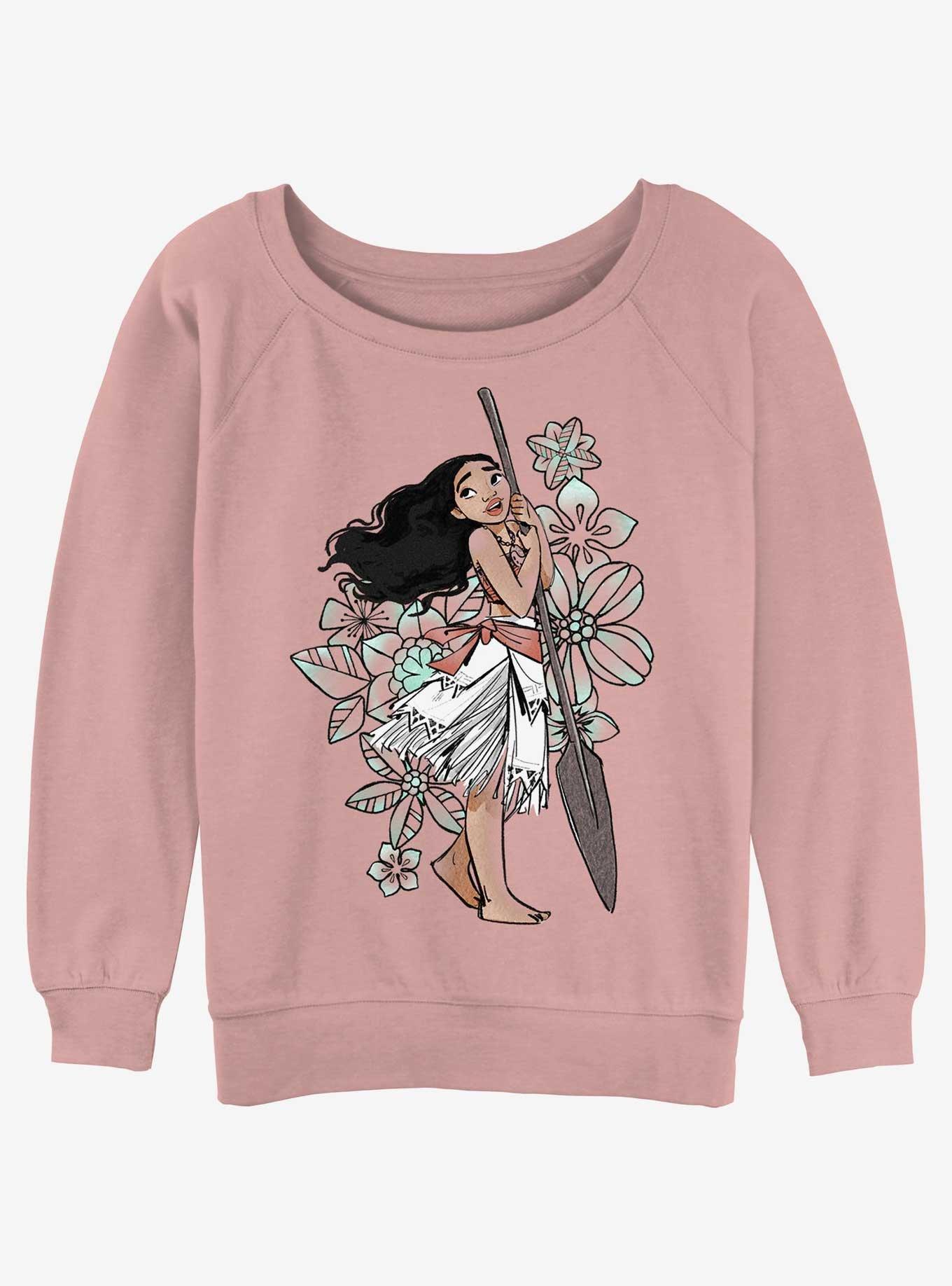 Disney Moana Colorful Sketch Girls Slouchy Sweatshirt