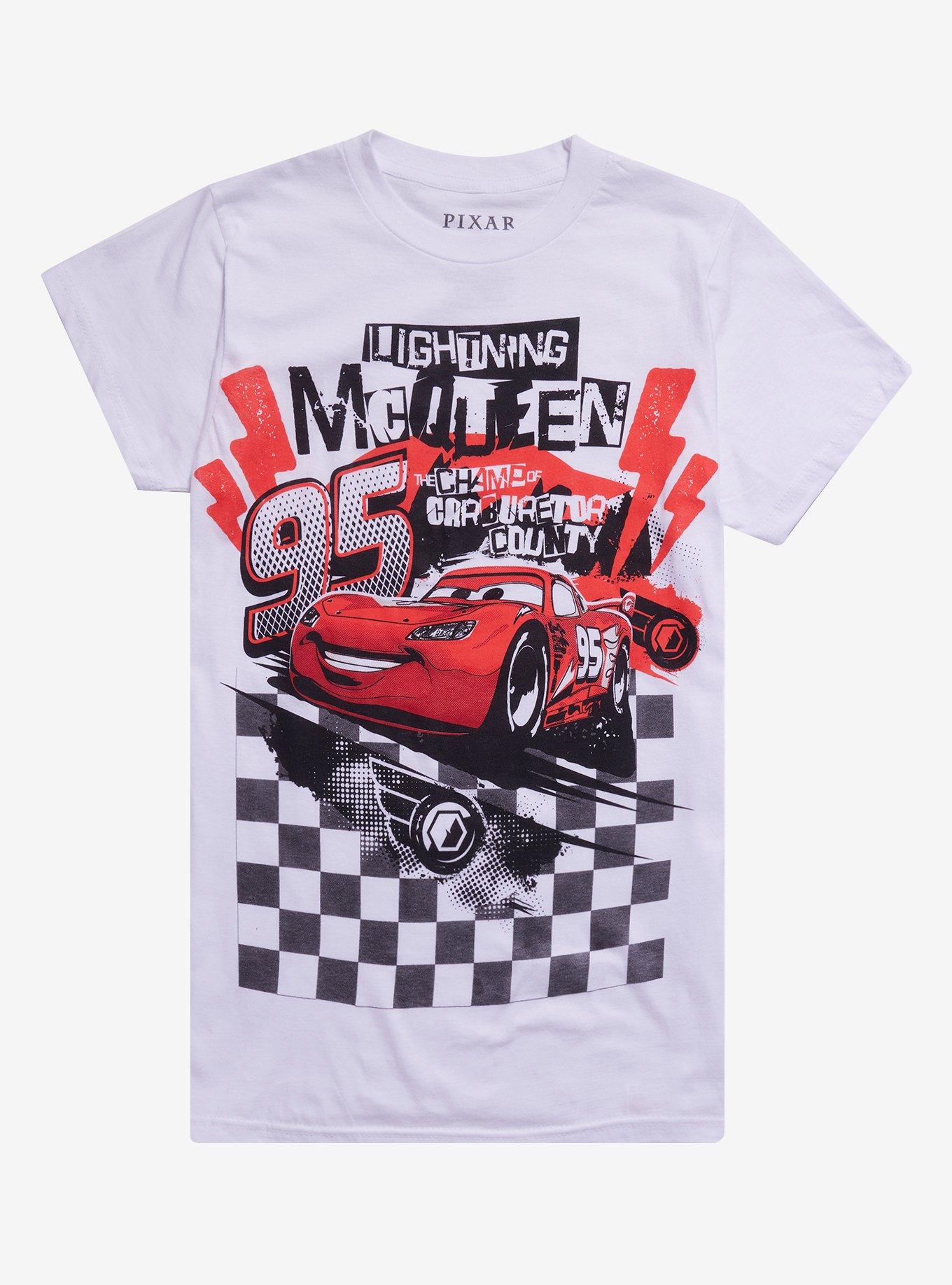 Disney Pixar Cars Lightning McQueen Checkered Boyfriend Fit Girls T-Shirt, , hi-res