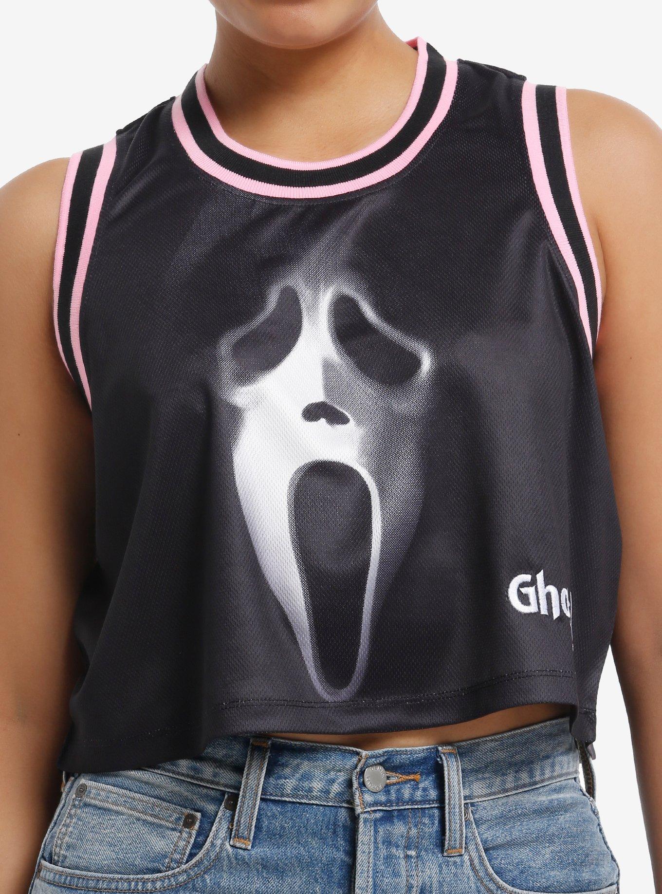 Ghost Face Pink Girls Crop Jersey, , hi-res