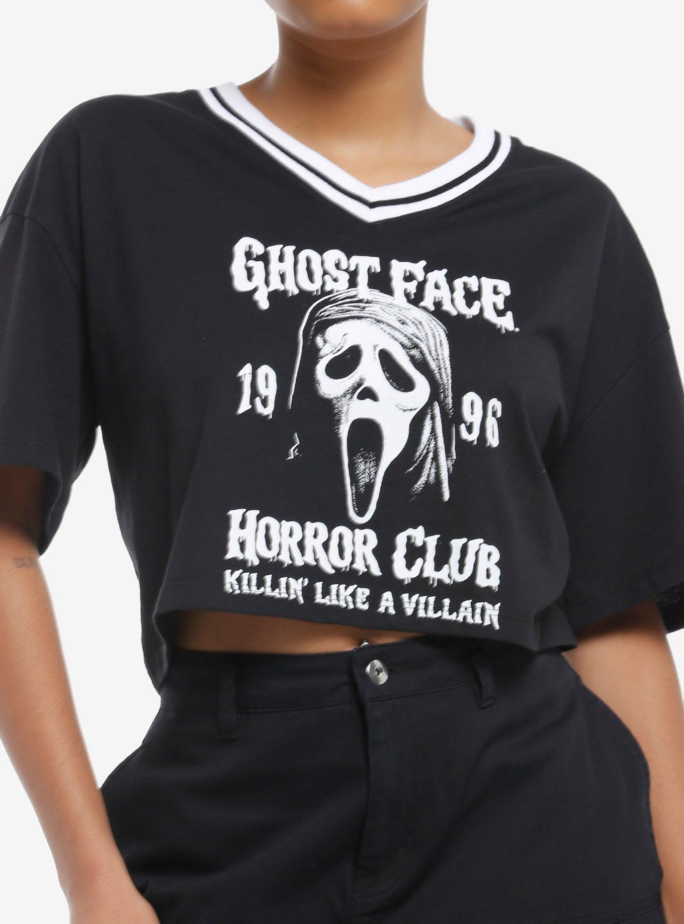 Ghost Face Horror Club Girls Crop Varsity T-Shirt, , hi-res