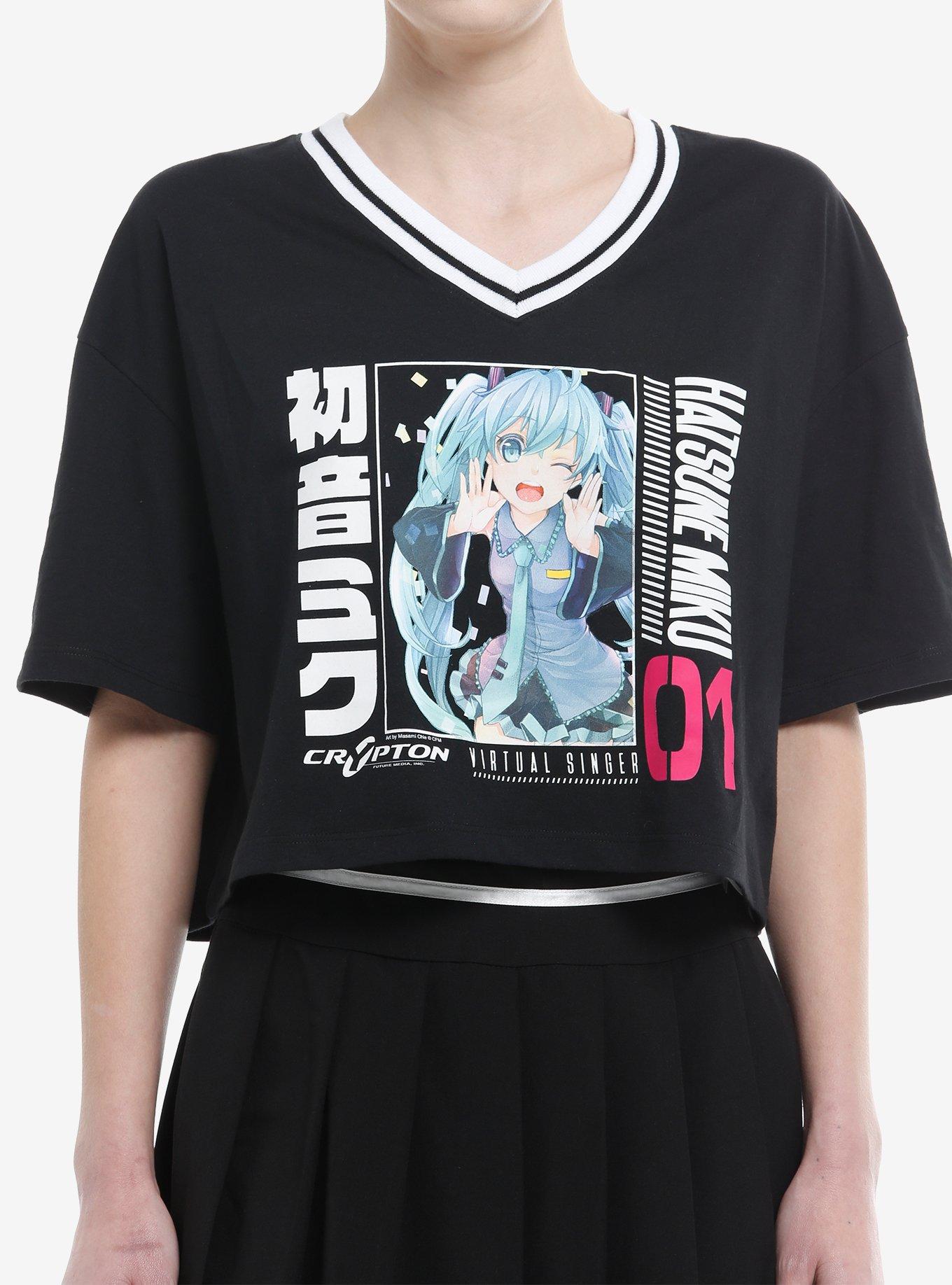 Hatsune Miku Varsity Stripe Girls Crop T-Shirt, , hi-res