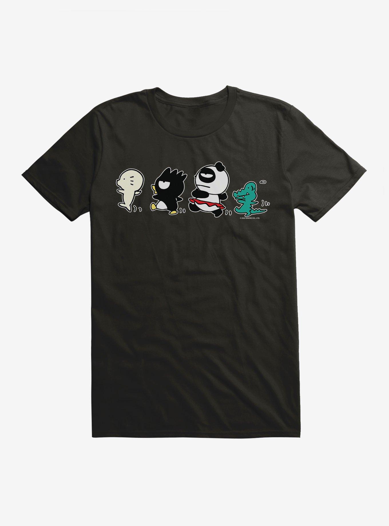 Badtz Maru With Pandaba, HanaMaru, Pochi March T-Shirt - BLACK