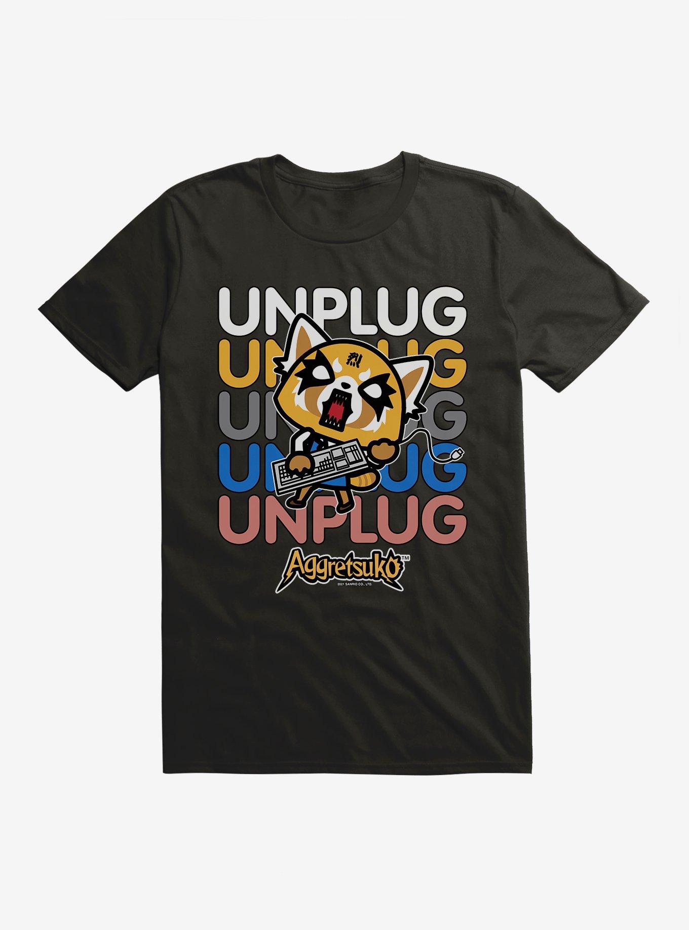 Aggretsuko Unplug T-Shirt, BLACK, hi-res