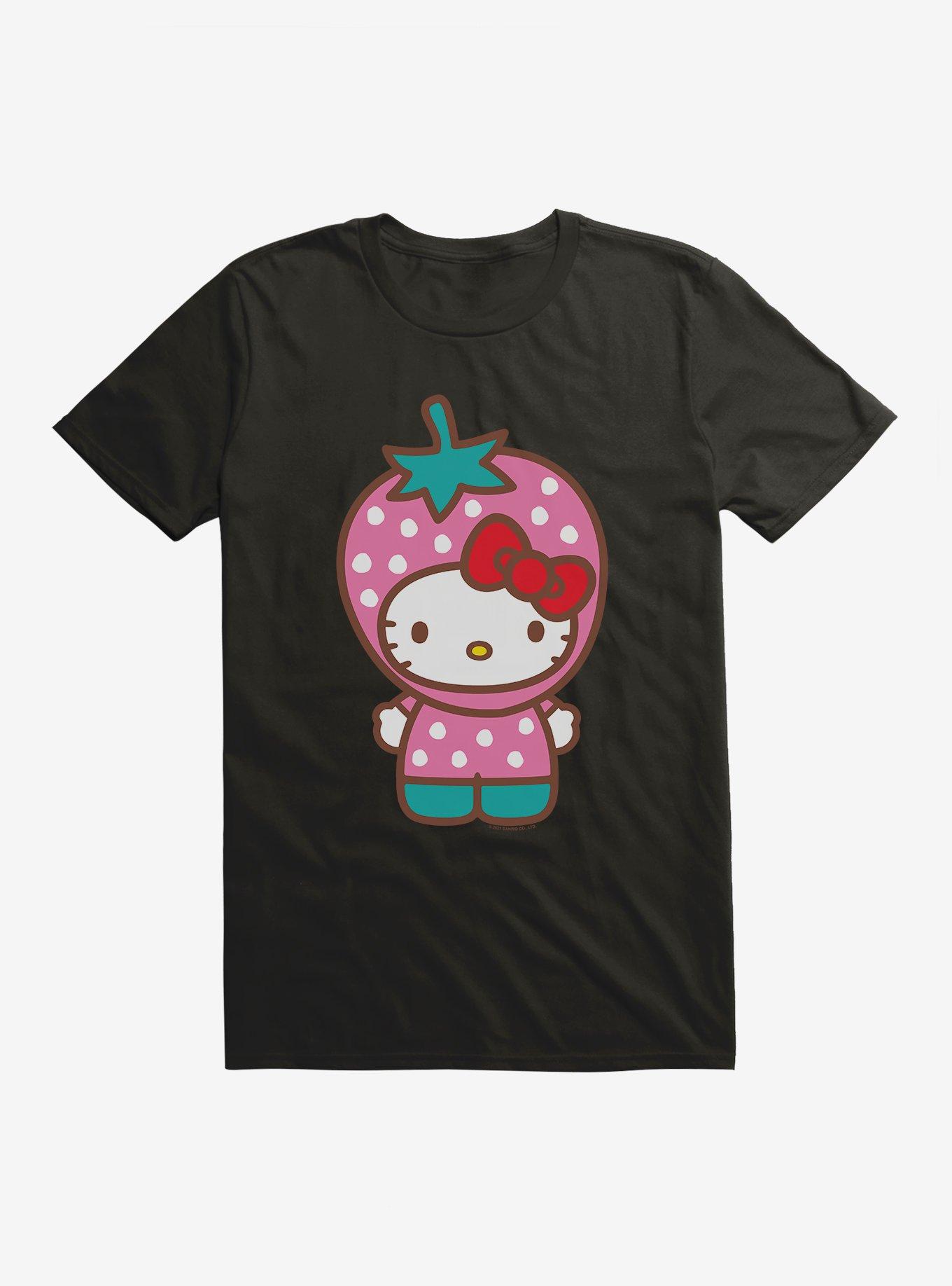 Hello Kitty Five A Day Strawberry Hat T-Shirt, BLACK, hi-res