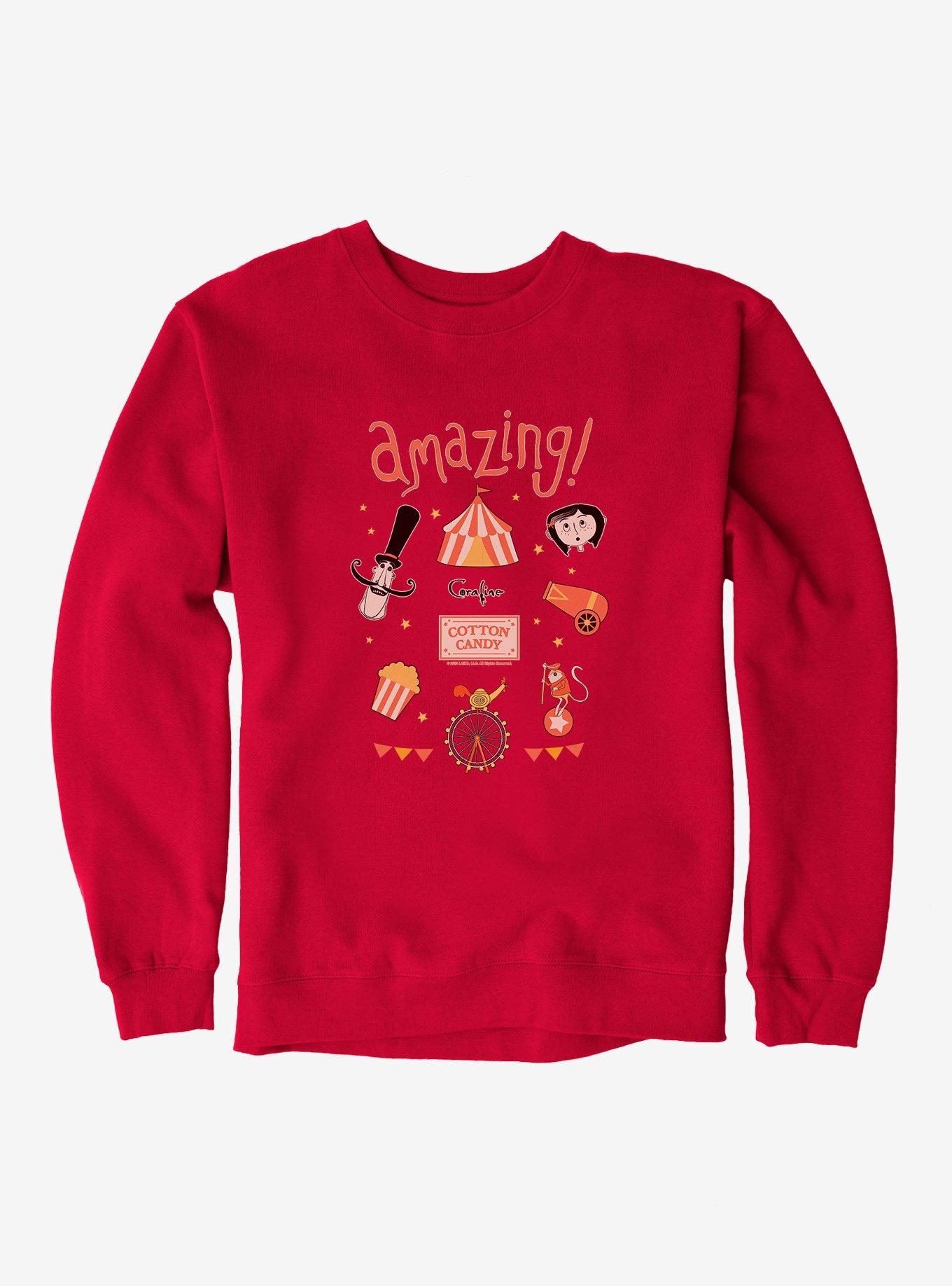 Coraline Cotton Candy Sweatshirt, RED, hi-res