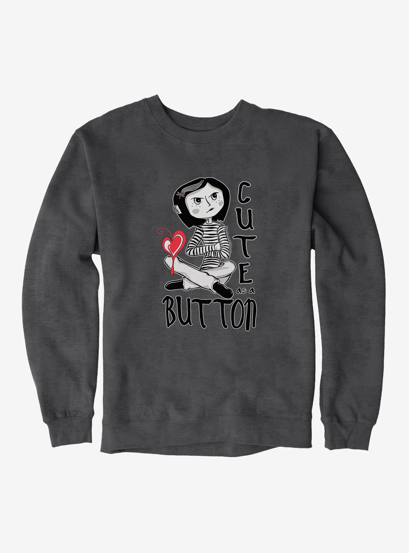 Coraline Cute As A Button Sweatshirt, DARK HEATHER, hi-res