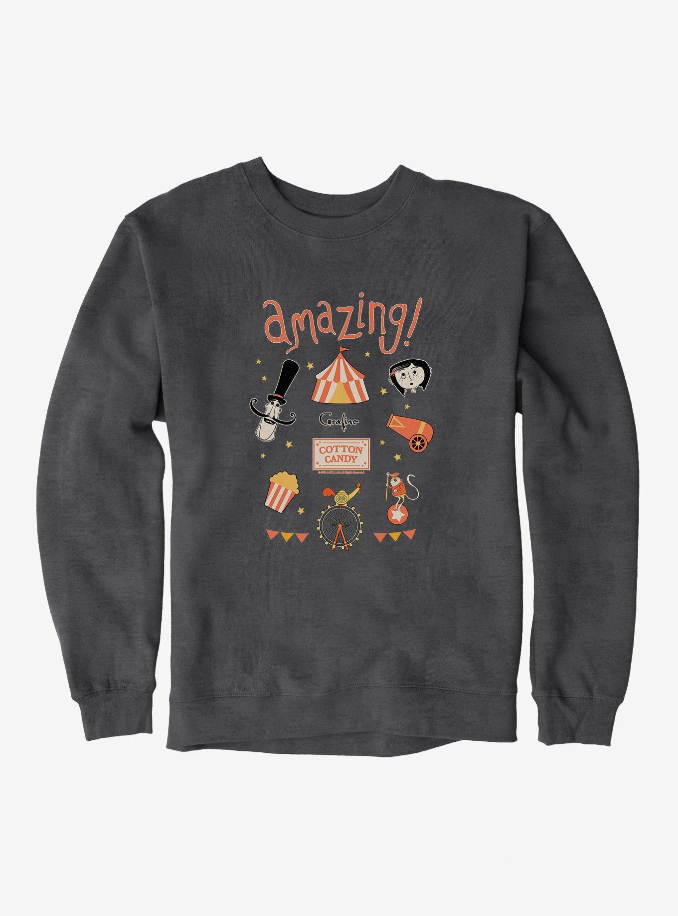 Coraline Cotton Candy Sweatshirt, DARK HEATHER, hi-res