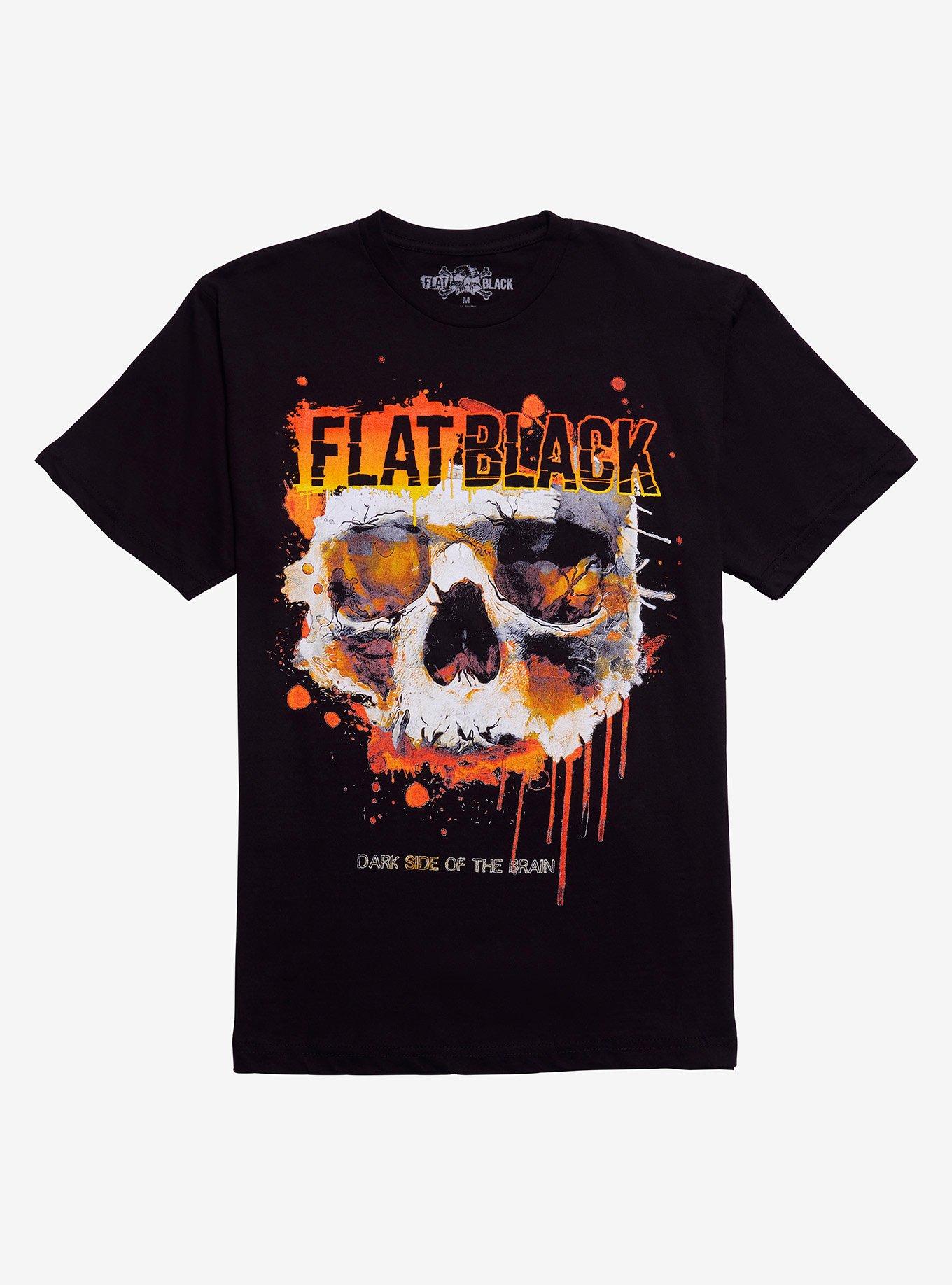 Flat Black Dark Side Of The Brain Skull T-Shirt, , hi-res