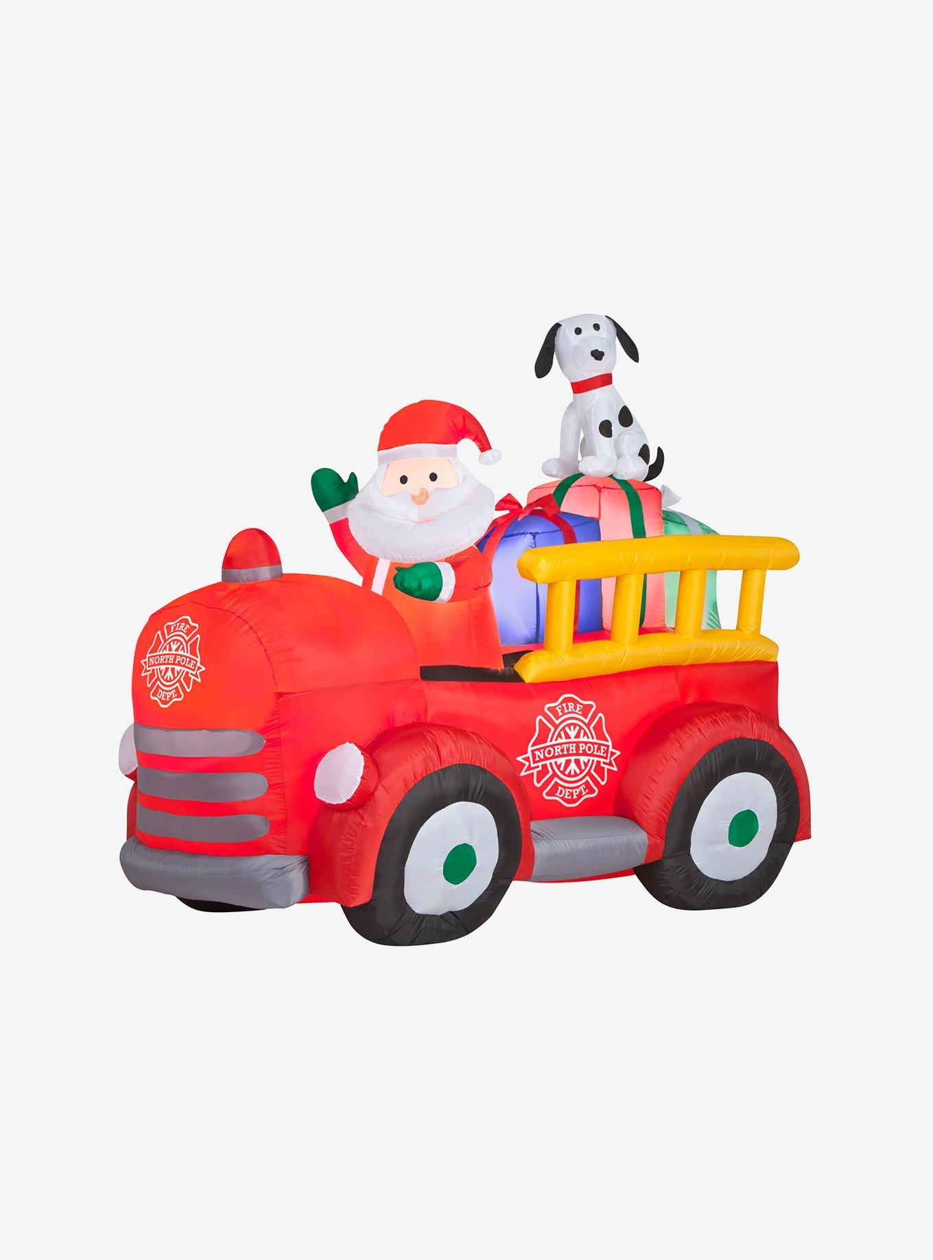 Santa's Vintage Fire Truck Airblown