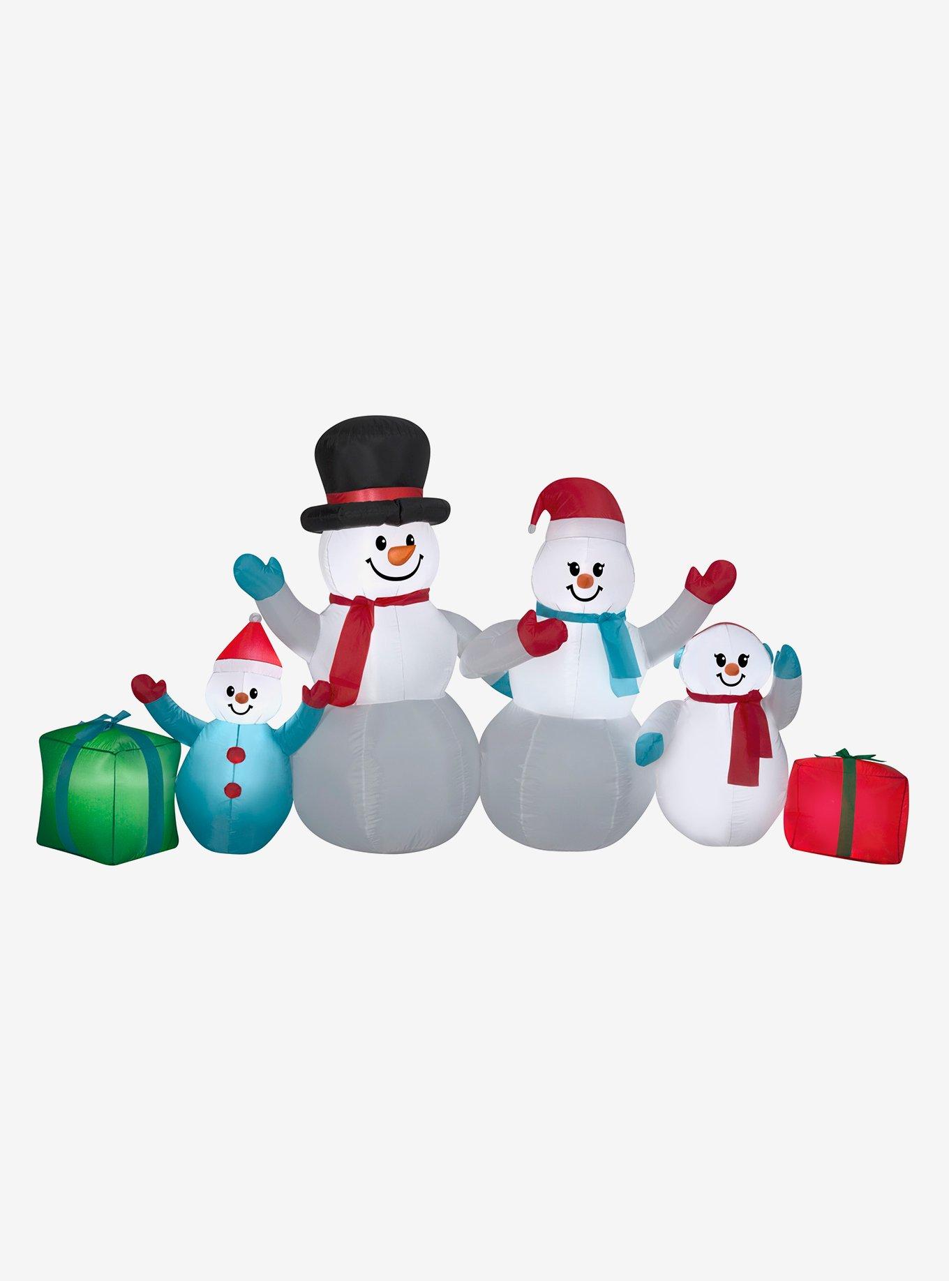 Snowman Family Scene with Gifts Airblown