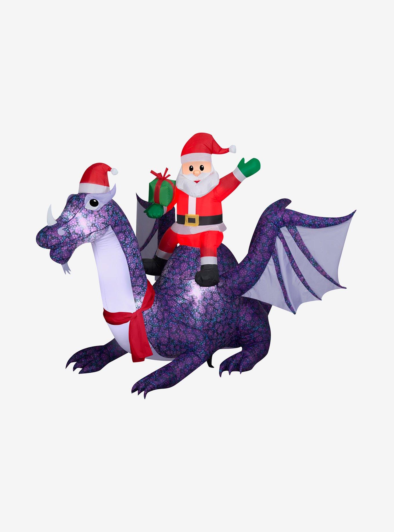 Santa Riding Dragon Animated Airblown Christmas