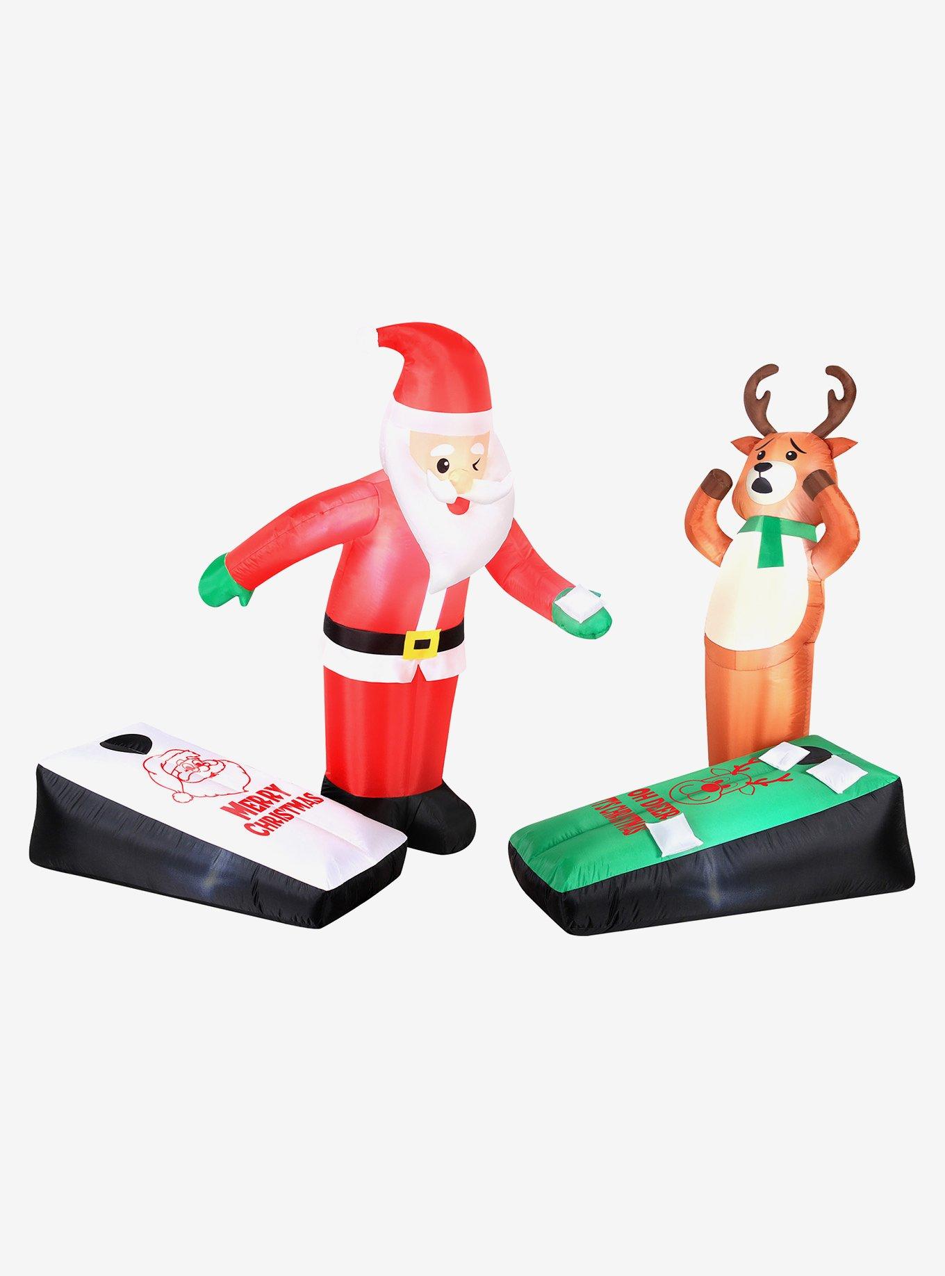 Santa and Reindeer Playing Cornhole Airflowz Inflatable