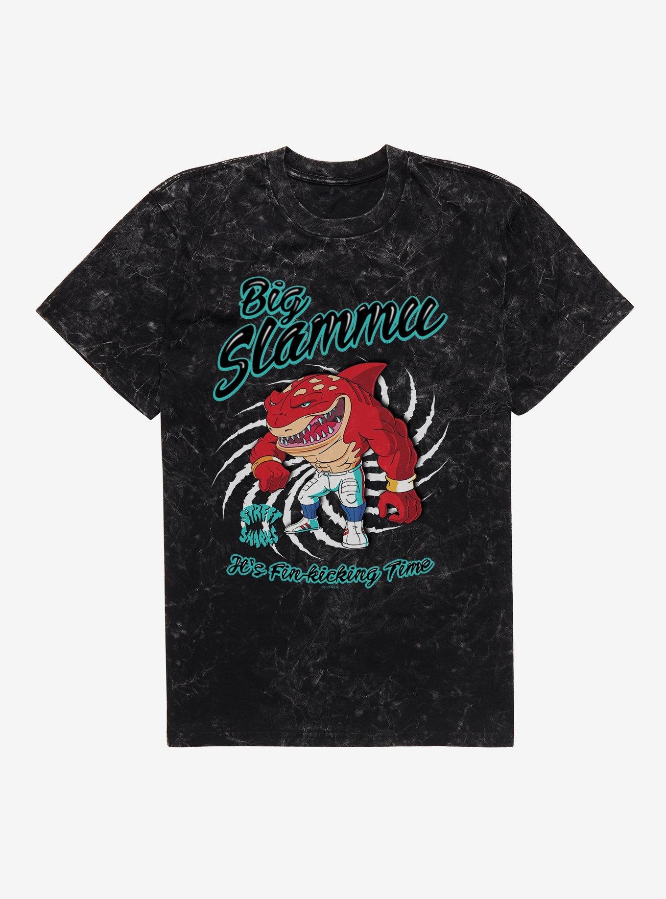 Street Sharks Big Slammu It?s Fin Kicking Time Mineral Wash T-Shirt, BLACK MINERAL WASH, hi-res