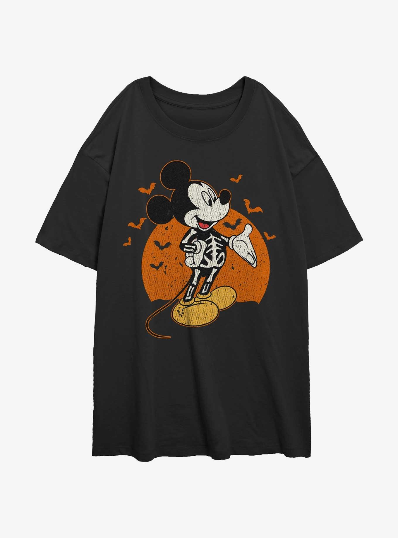 Disney Mickey Mouse Skeleton Moon Girls Oversized T-Shirt