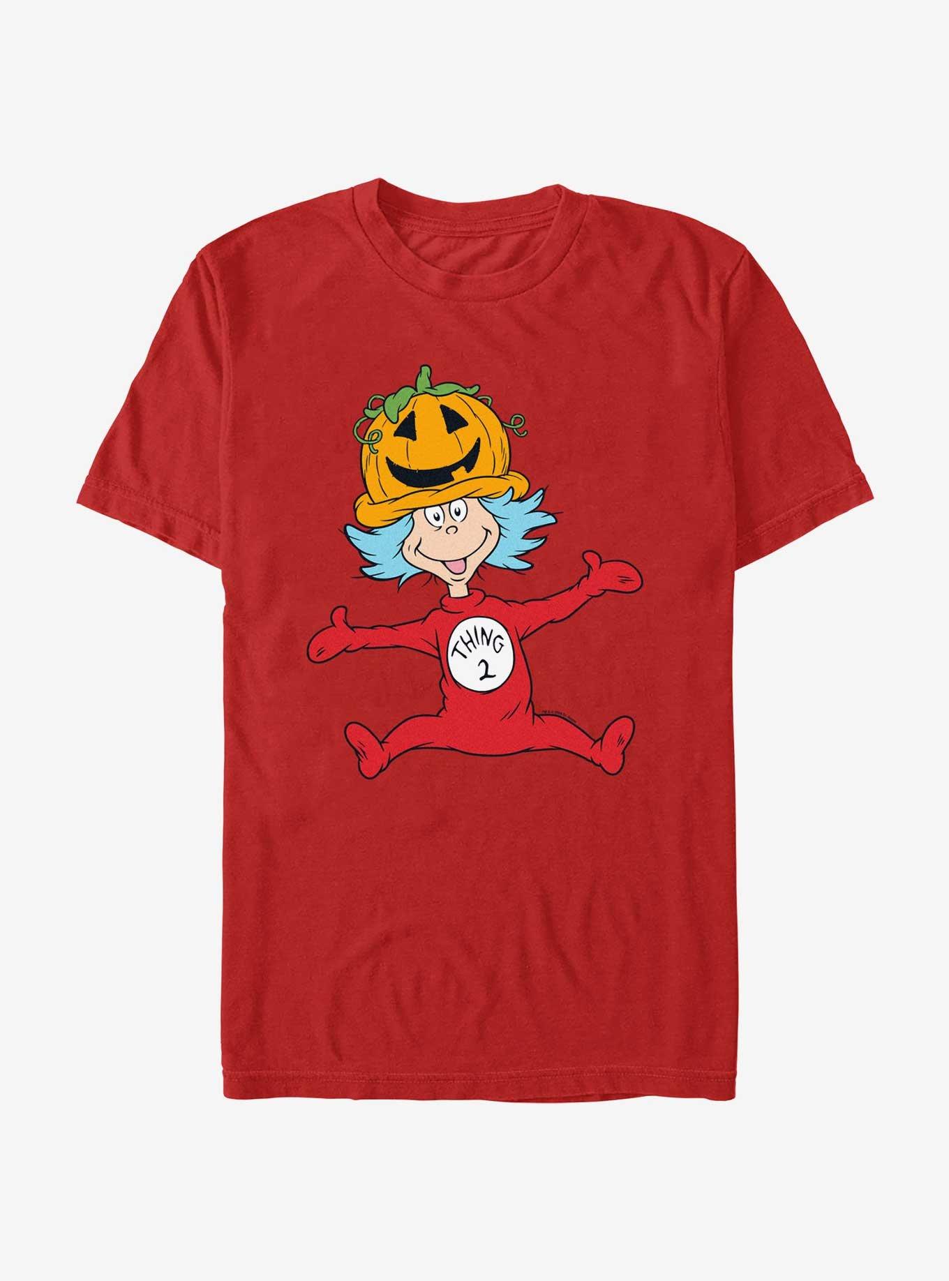 Dr. Seuss Cat In The Hat Pumpkin Hat Thing 2 T-Shirt, RED, hi-res