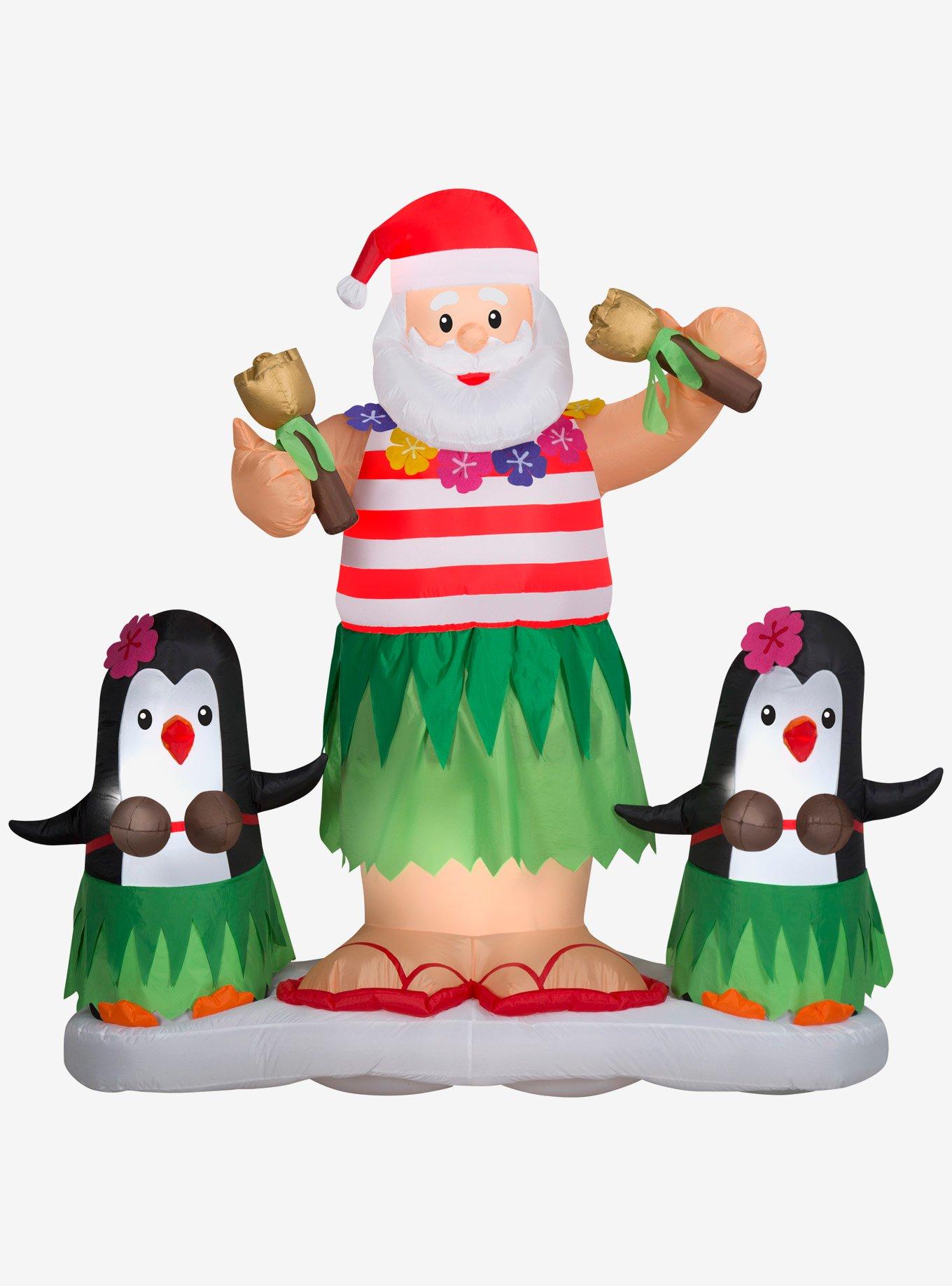 Tropical Santa and Penguins Animated Airblown, , hi-res