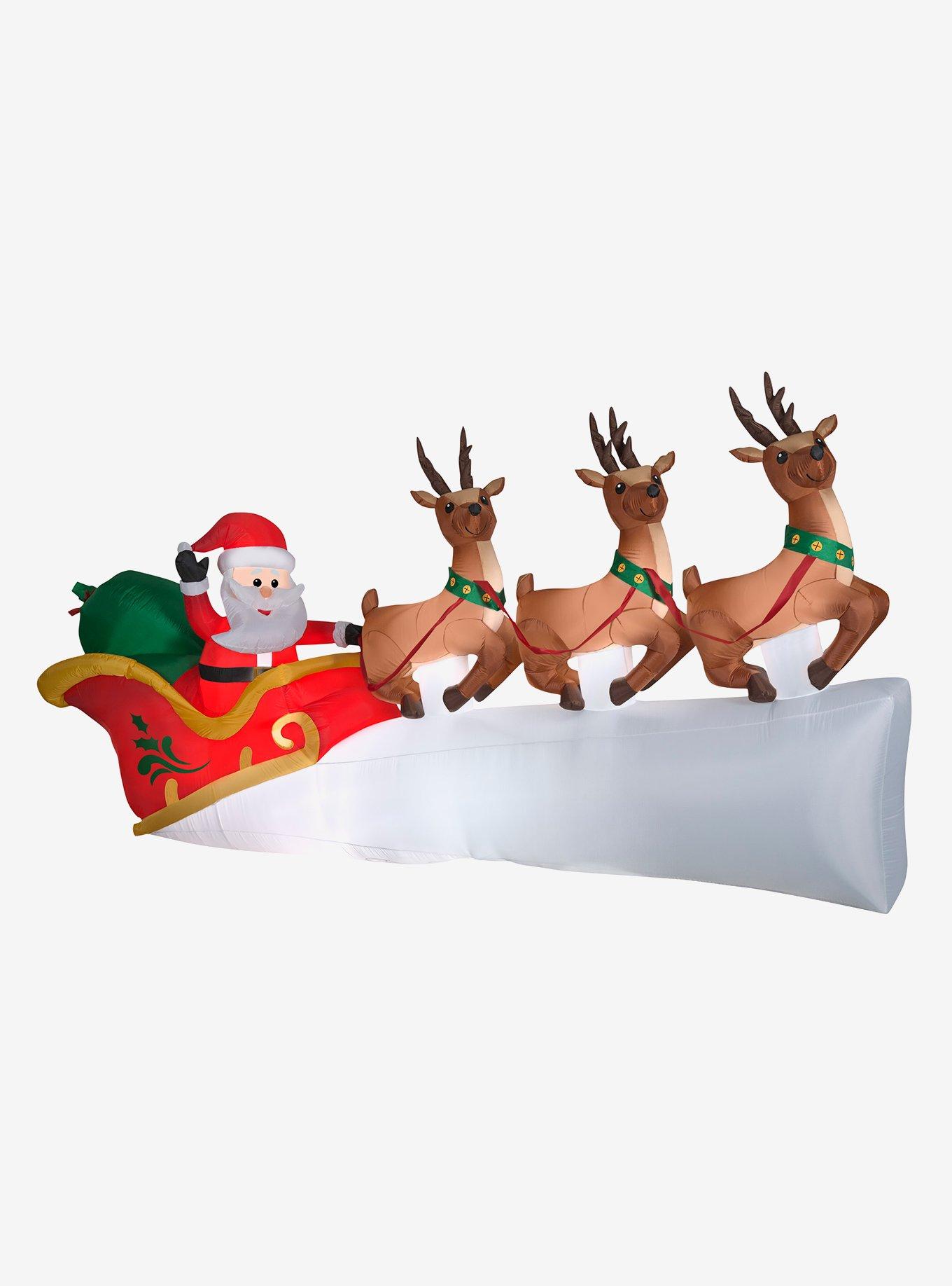 Santa's Sleigh with Flying Reindeer Airblown, , hi-res