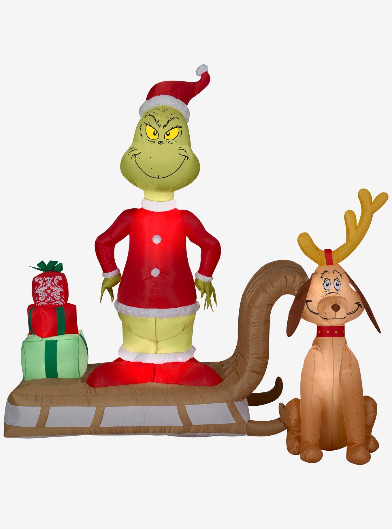 The Grinch and Max Sled Gift Stack Airblown, , hi-res