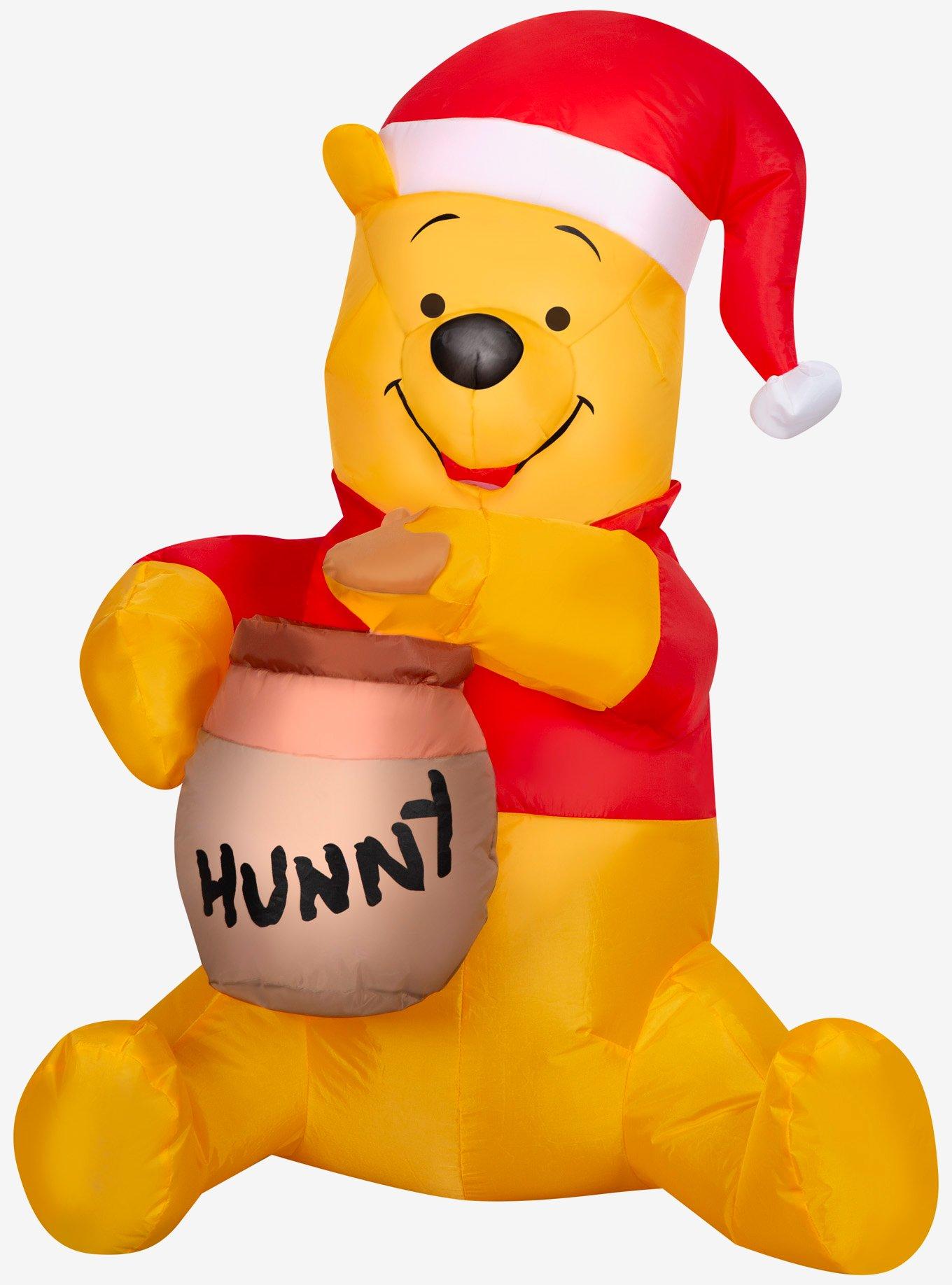 Disney Winnie the Pooh in Santa Hat Hunny Pot Airblown, , hi-res