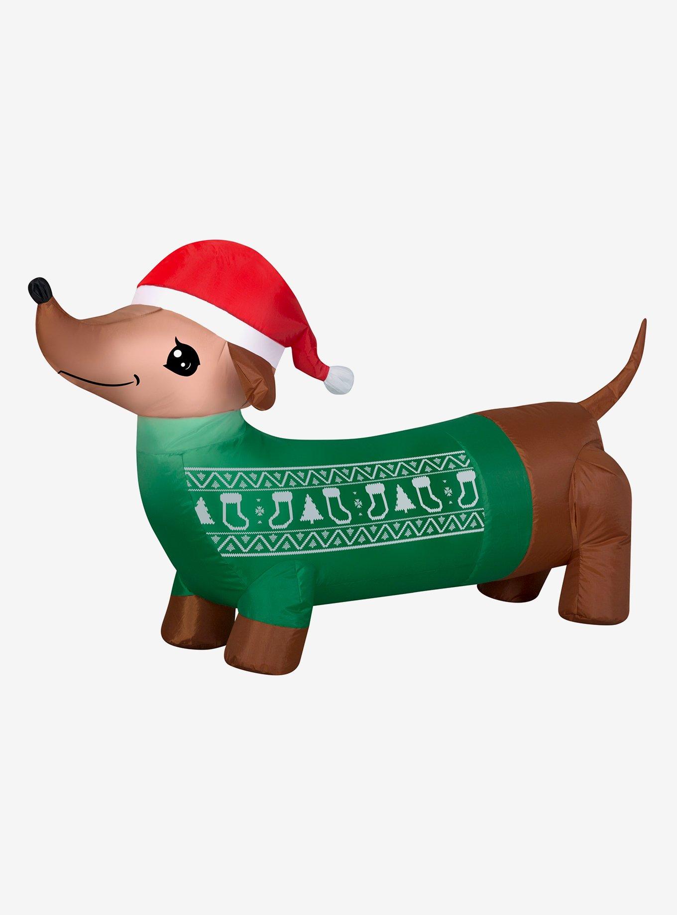 Dachshund Dog with Green Sweater Airblown, , hi-res