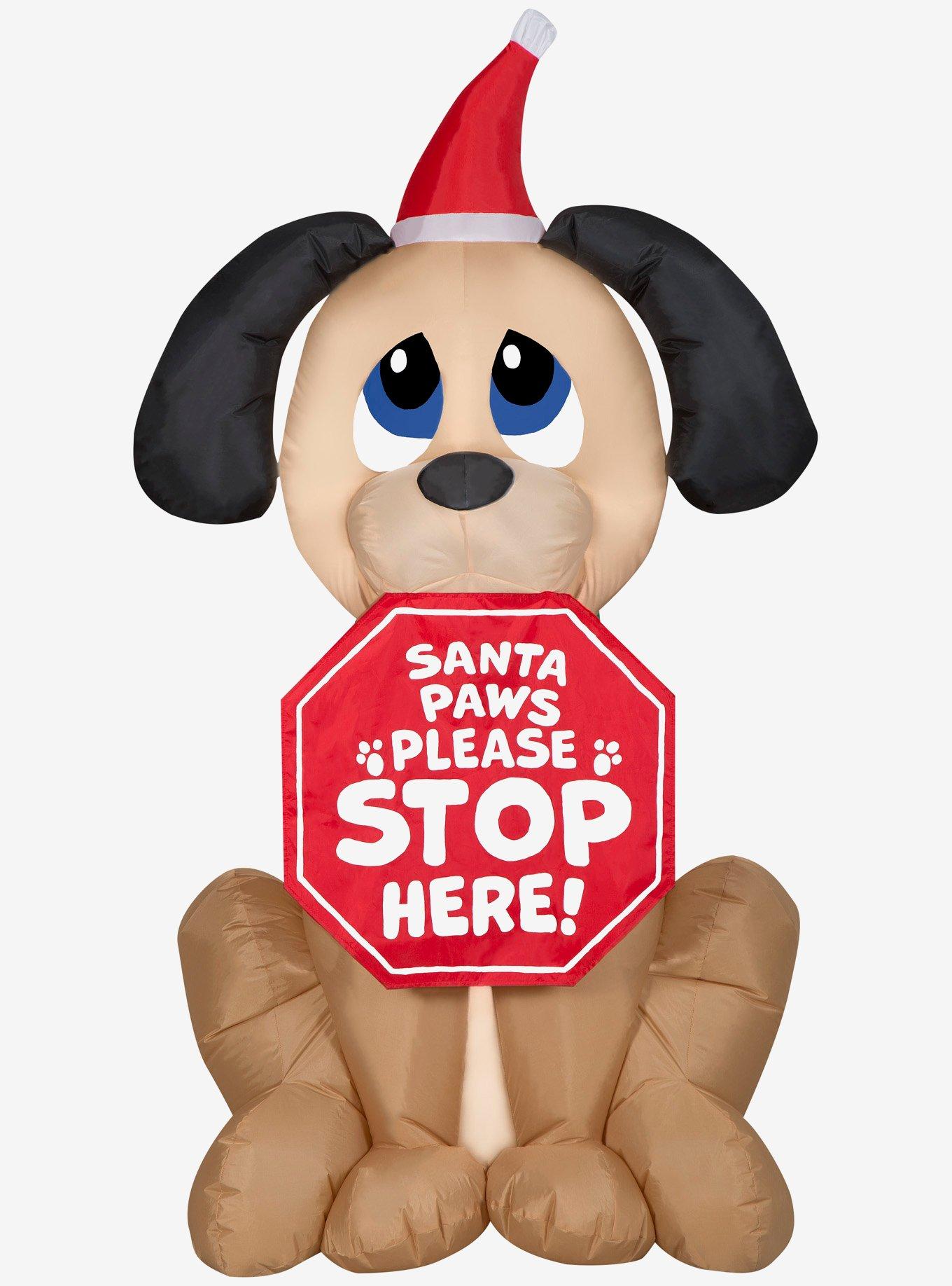 Dog with Santa Paws Sign Airblown, , hi-res