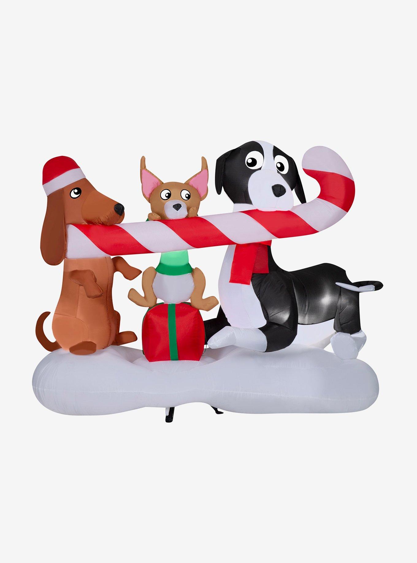 Dogs Sharing a Candy Cane Scene Airblown, , hi-res