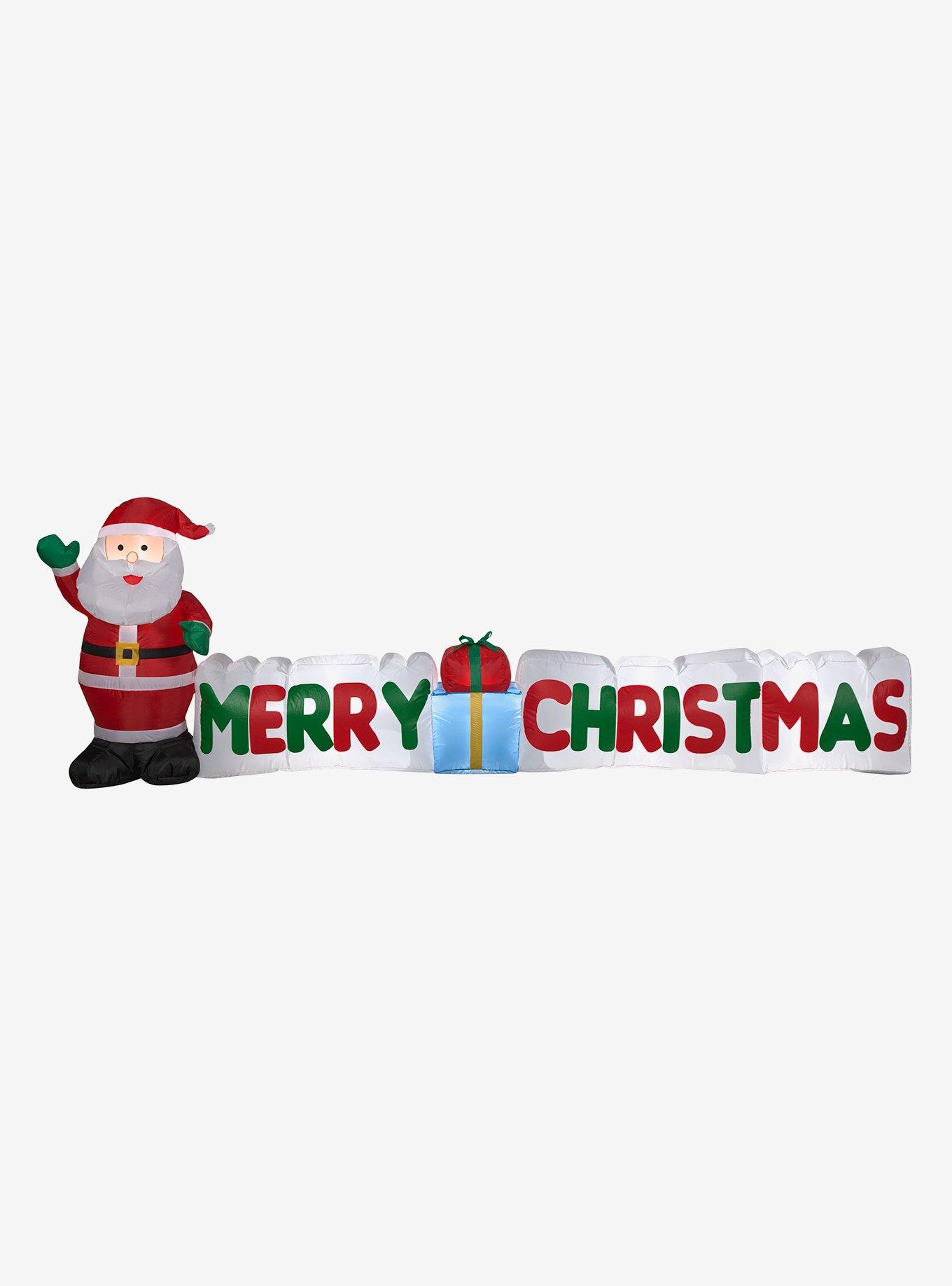 Santa with "Merry Christmas" Sign Inflatable, , hi-res