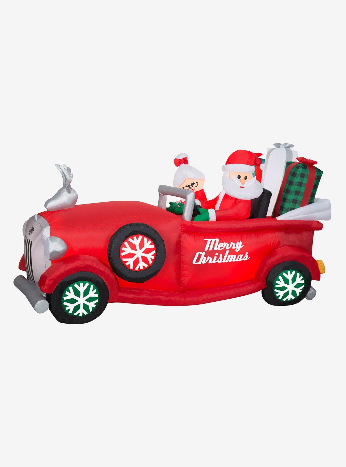 Santa and Mrs. Claus in Red Car Animated Airblown