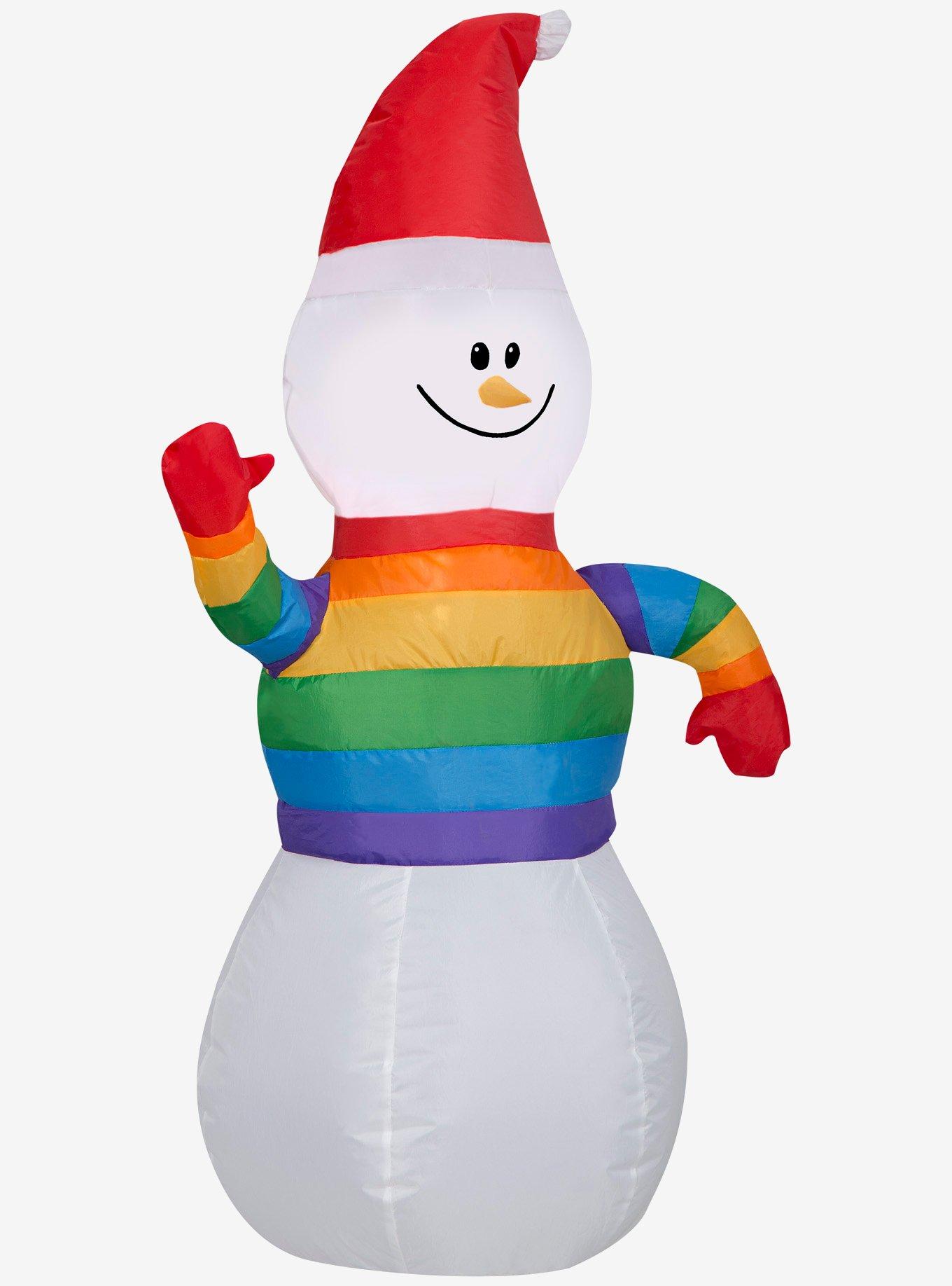 Snowman in Rainbow Sweater Airblown, , hi-res