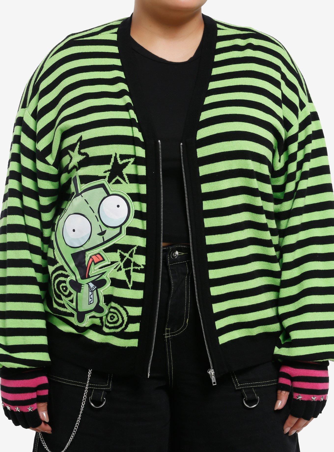 Invader Zim GIR Stripe Girls Zip-Up Cardigan, , hi-res